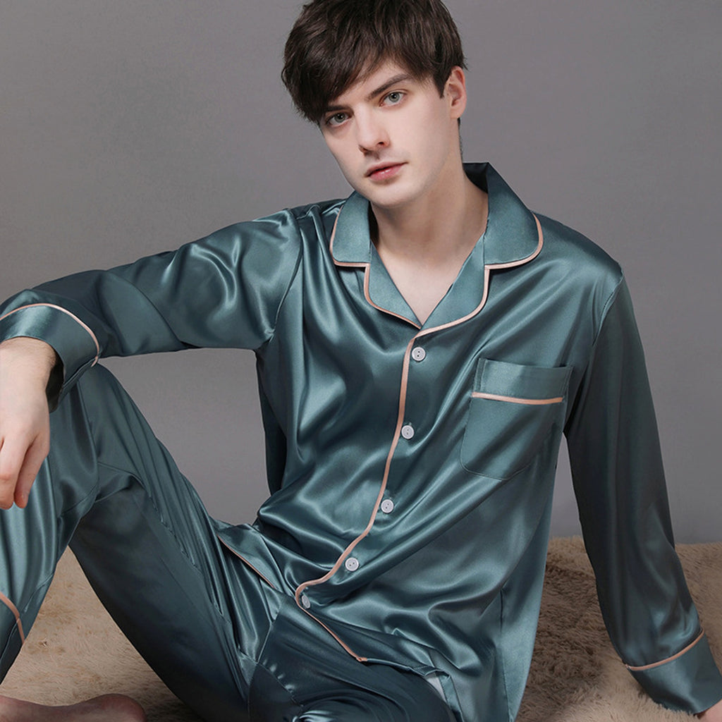 New Spring And Autumn Silk Couple Pajamas For Women - enhanced image 2