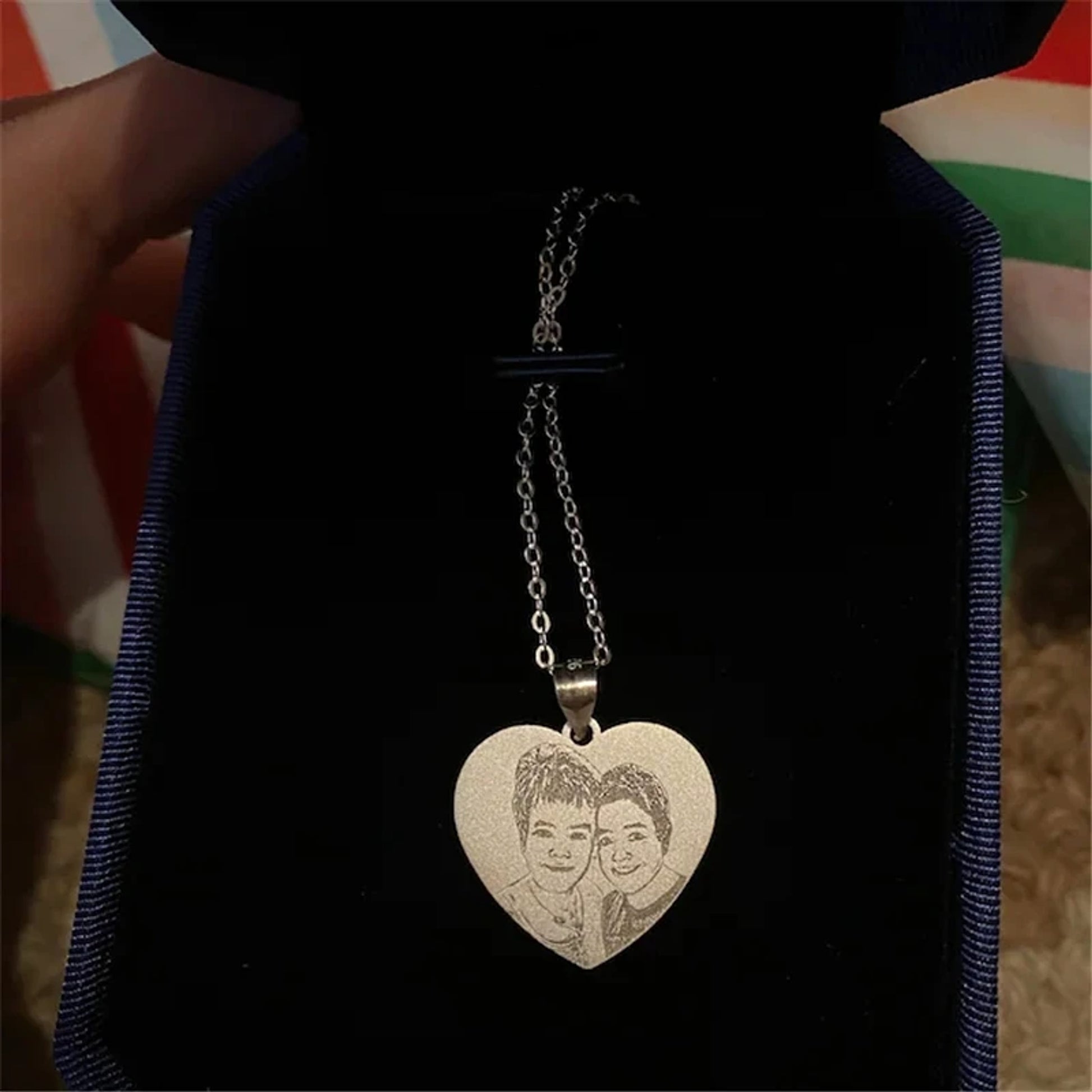 Pattern Photo Carving Personality DIY Titanium Steel Necklace - enhanced image 2