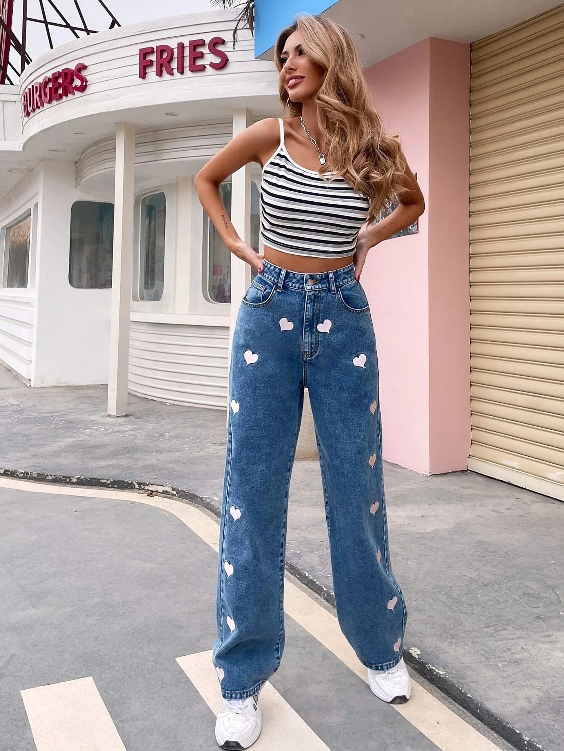 Personalized Graffiti Print Straight-Leg Jeans – Urban Art Meets Denim - enhanced image 2