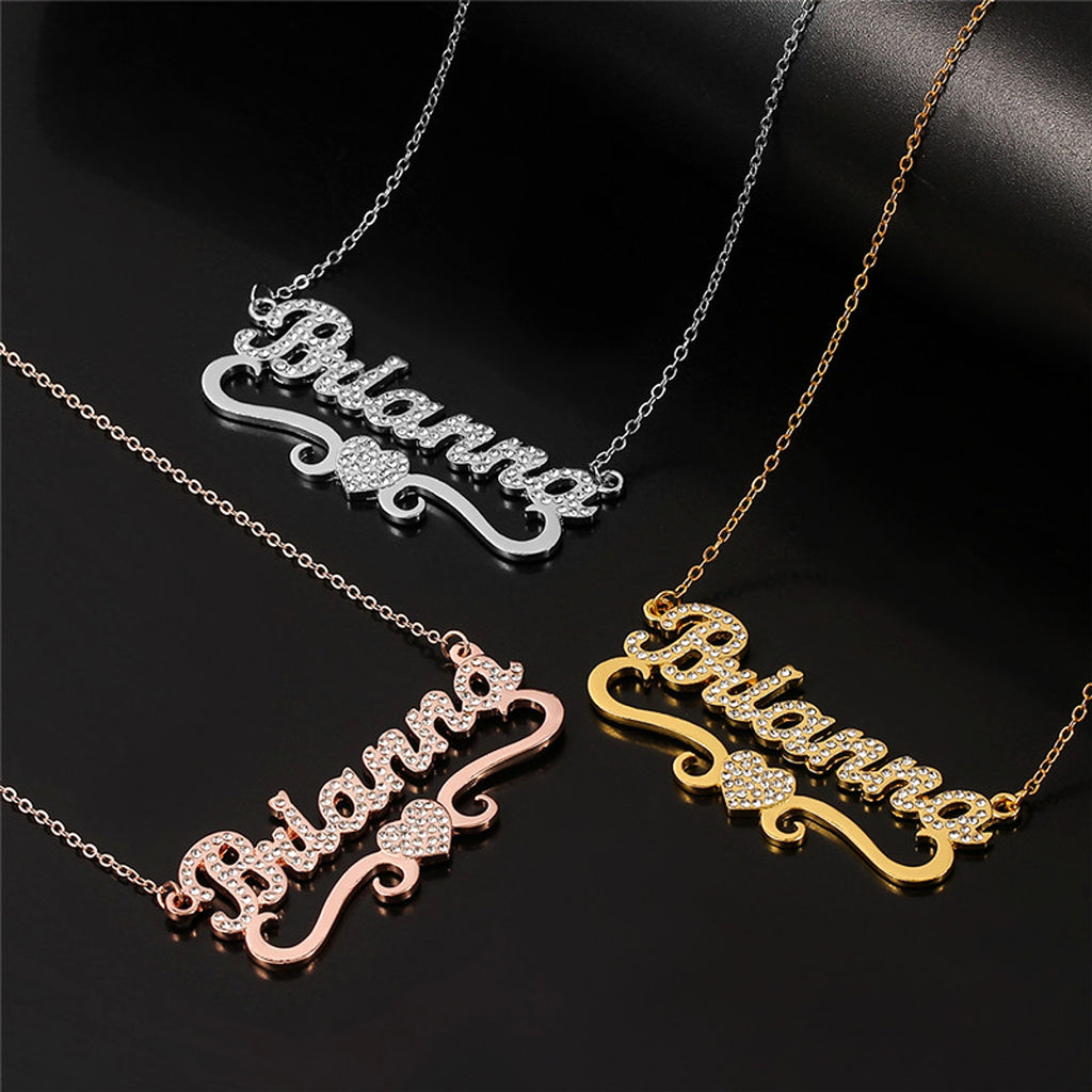 Personalized Heart Iced Out Name Necklace – Butterfly Pendant - enhanced image 2