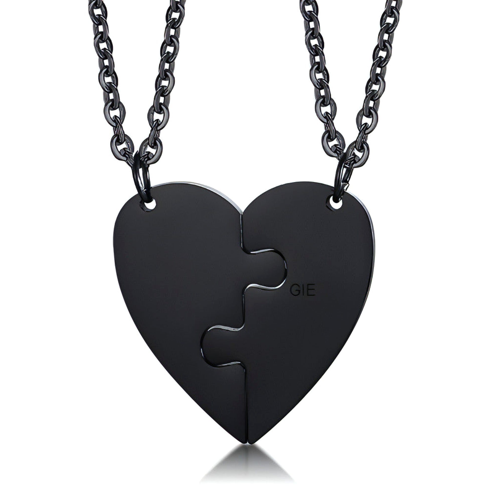 Custom Engraved Heart Puzzle Necklace – Stay Connected, Always! - enhanced image 2