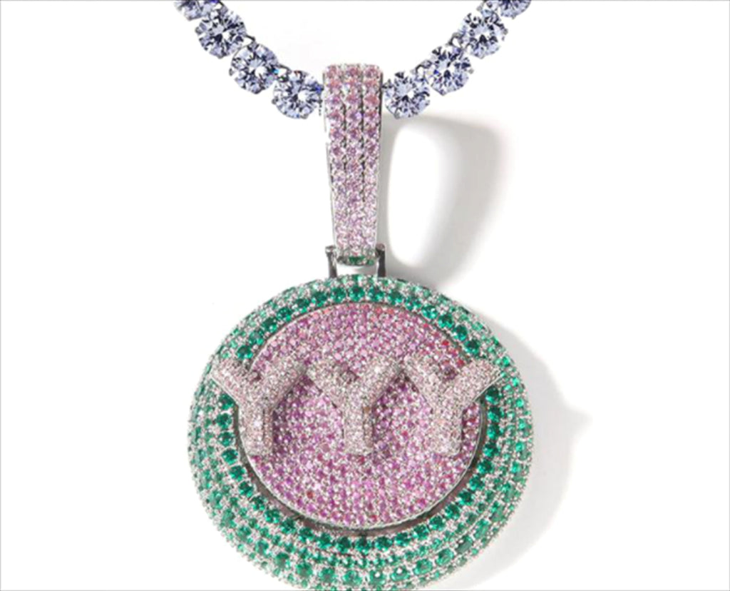 Personalized Rotating Pendant Necklace – Custom Name & Zircon Inlay - enhanced image 2