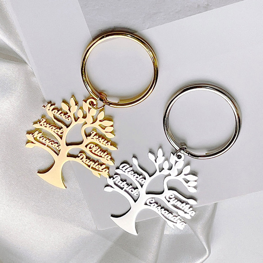 Personalized Tree of Life Keychain – Custom Stainless Steel Name Keyring - enhanced image 2