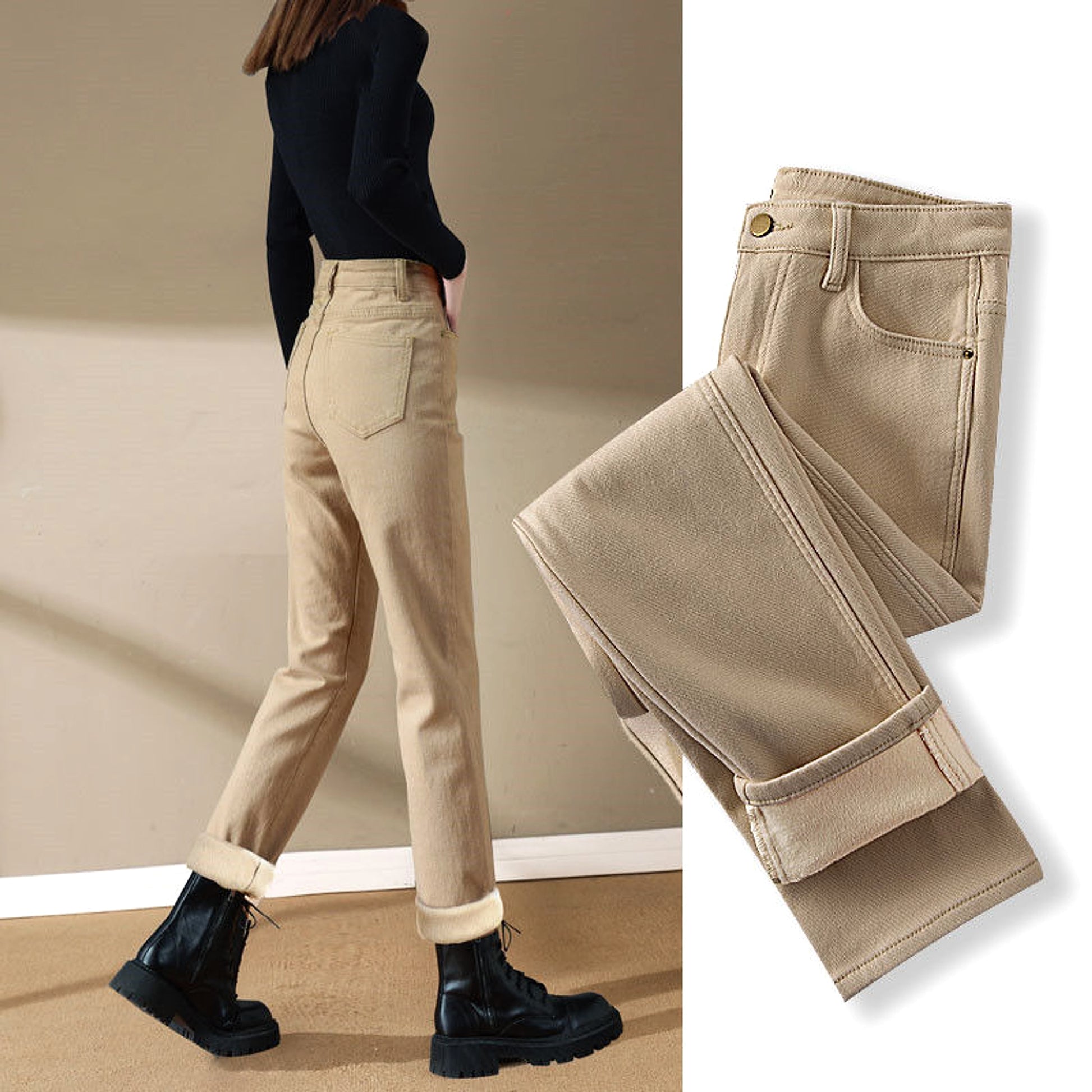 Plush Jeans For Women In Winter - enhanced image 2