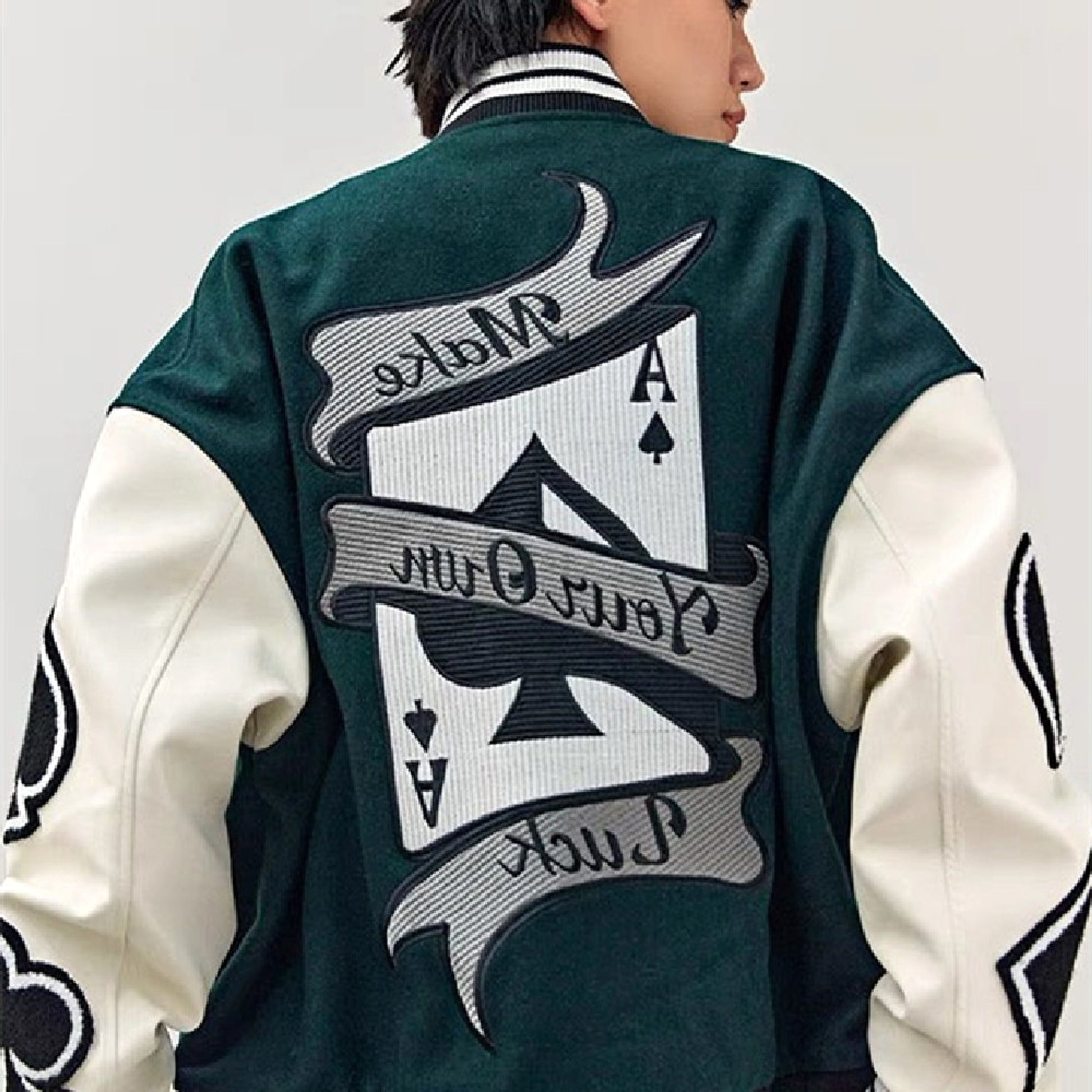 Poker Embroidered Baseball Jacket Men - enhanced image 2