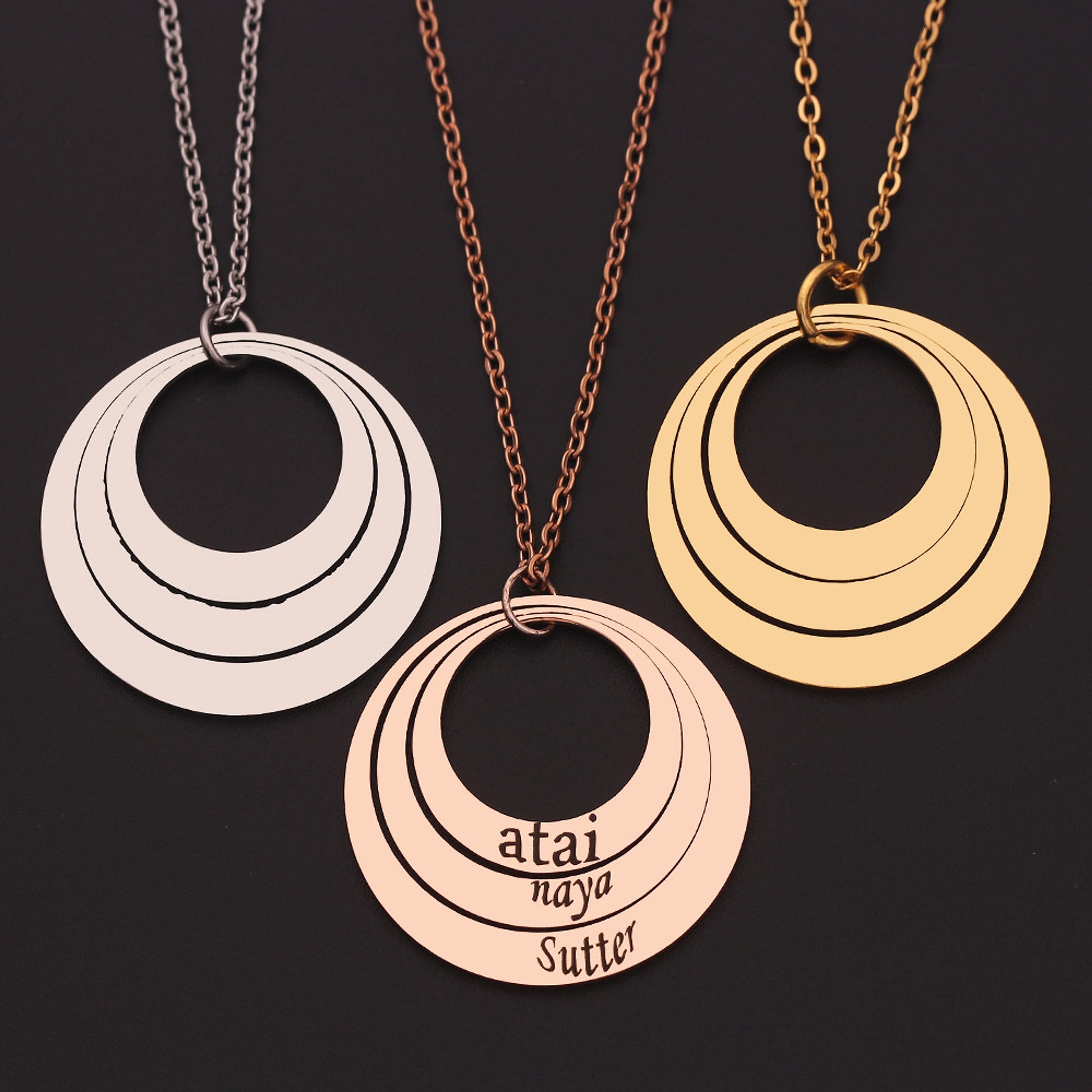 Custom Engraved Three-Name Necklace – A Symbol of Love & Connection! - enhanced image 2