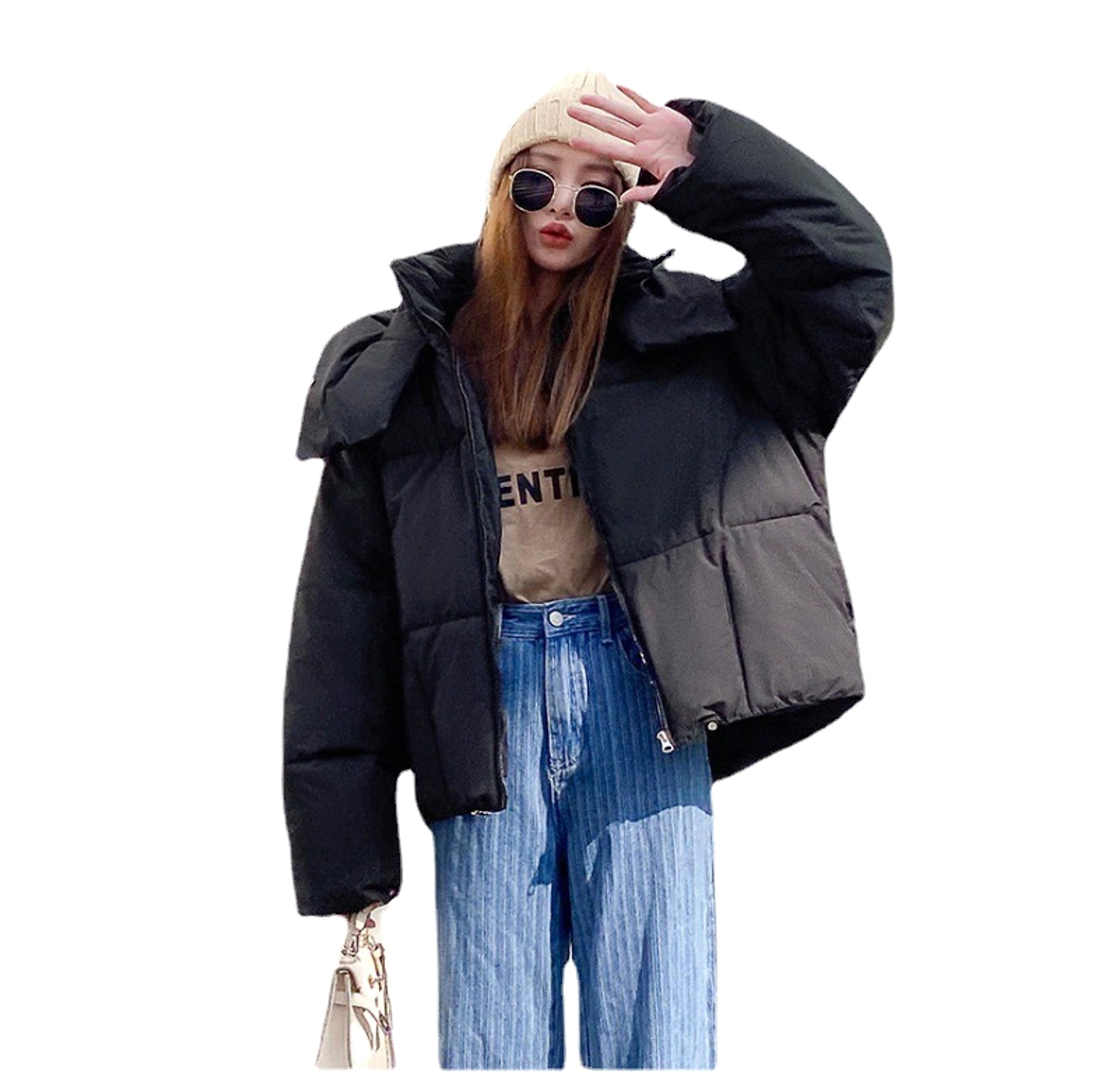 Puffy Hooded Bread Short Cotton-padded Jacket For Women Thick Loose - enhanced image 2