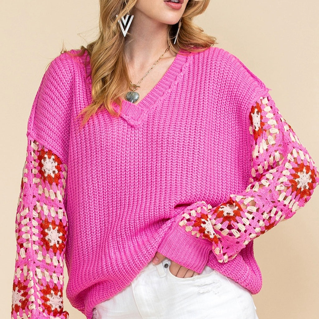 Pullover Long Sleeve Top Women's Casual All-match Crocheted Knitted Sweater - enhanced image 2