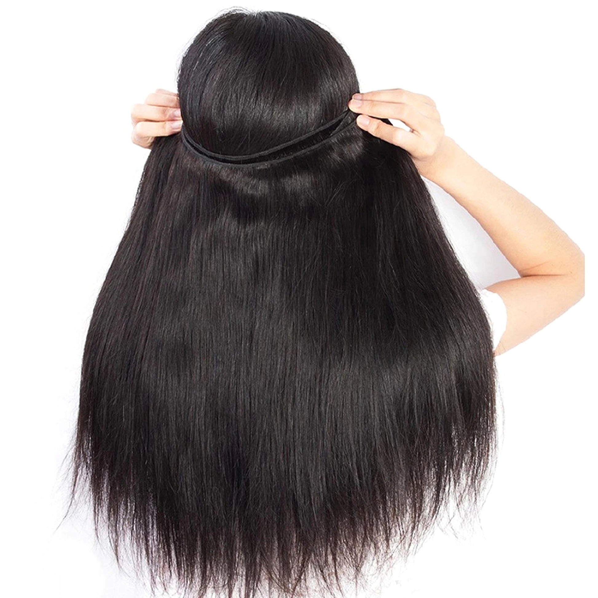 Real human hair straight wave human hair hair curtain natural color wig hair extension - enhanced image 2