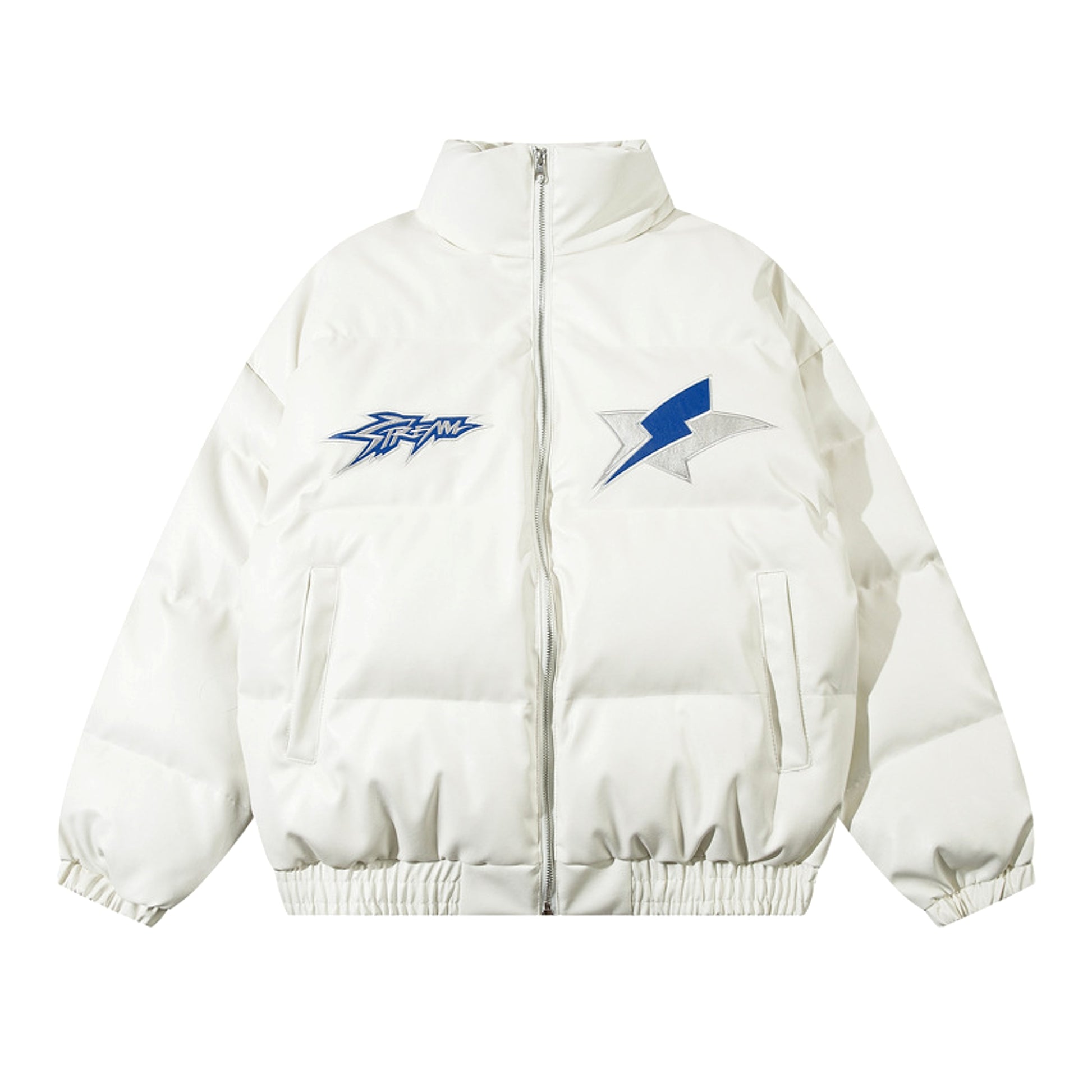 Retro Alphabet Veneer Embroidered Stand Collar Cotton-padded Men Jacket - enhanced image 2