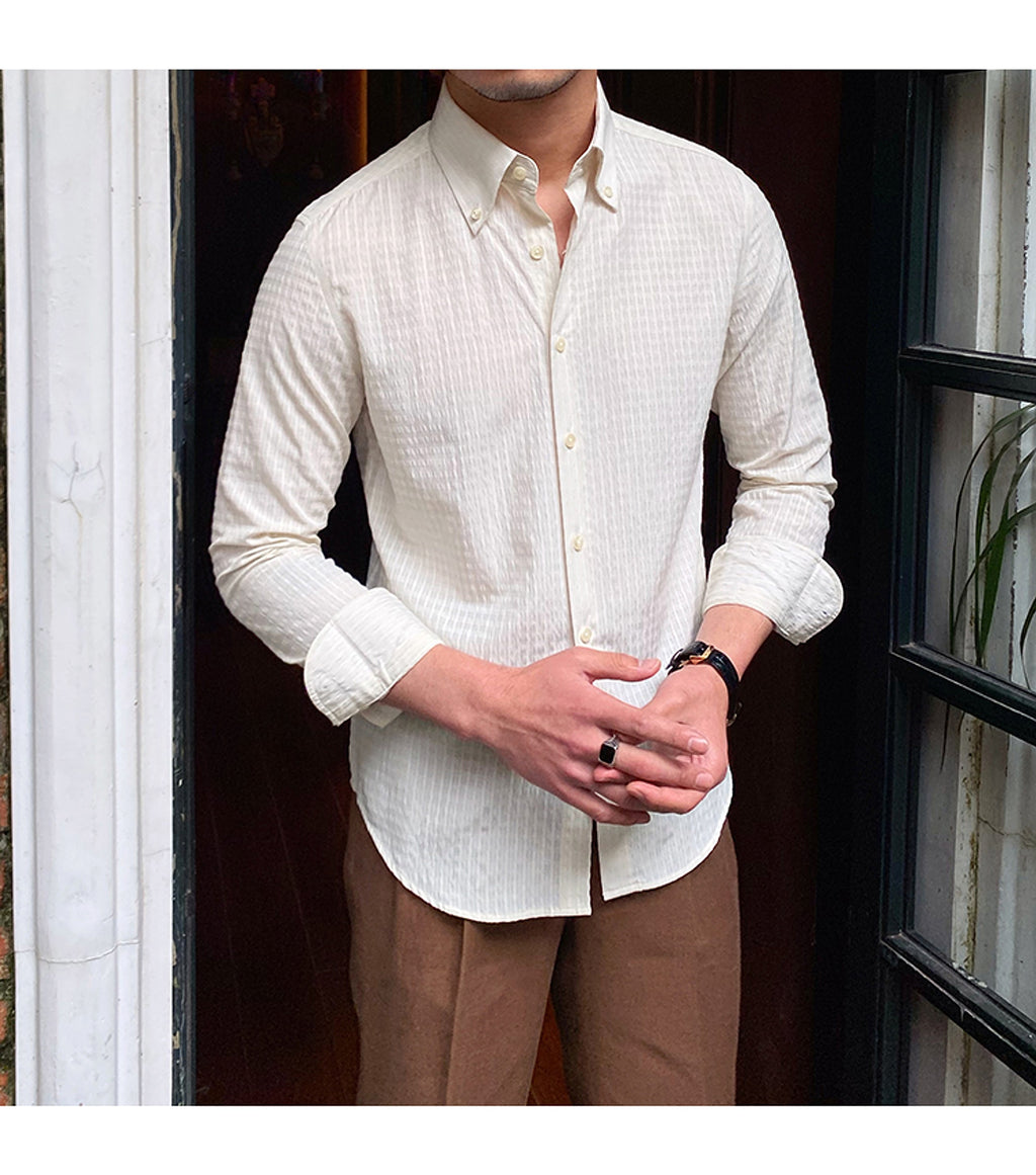 Retro Breathable Wrinkle Resistant DressShirt Italian Men - enhanced image 2