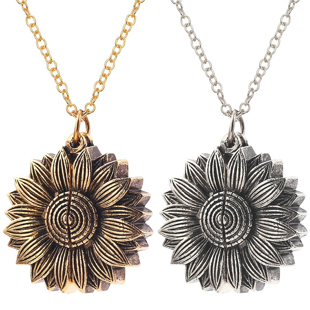 Retro Necklace Cross-border Sunflower Can Double-layer Lettering - enhanced image 2