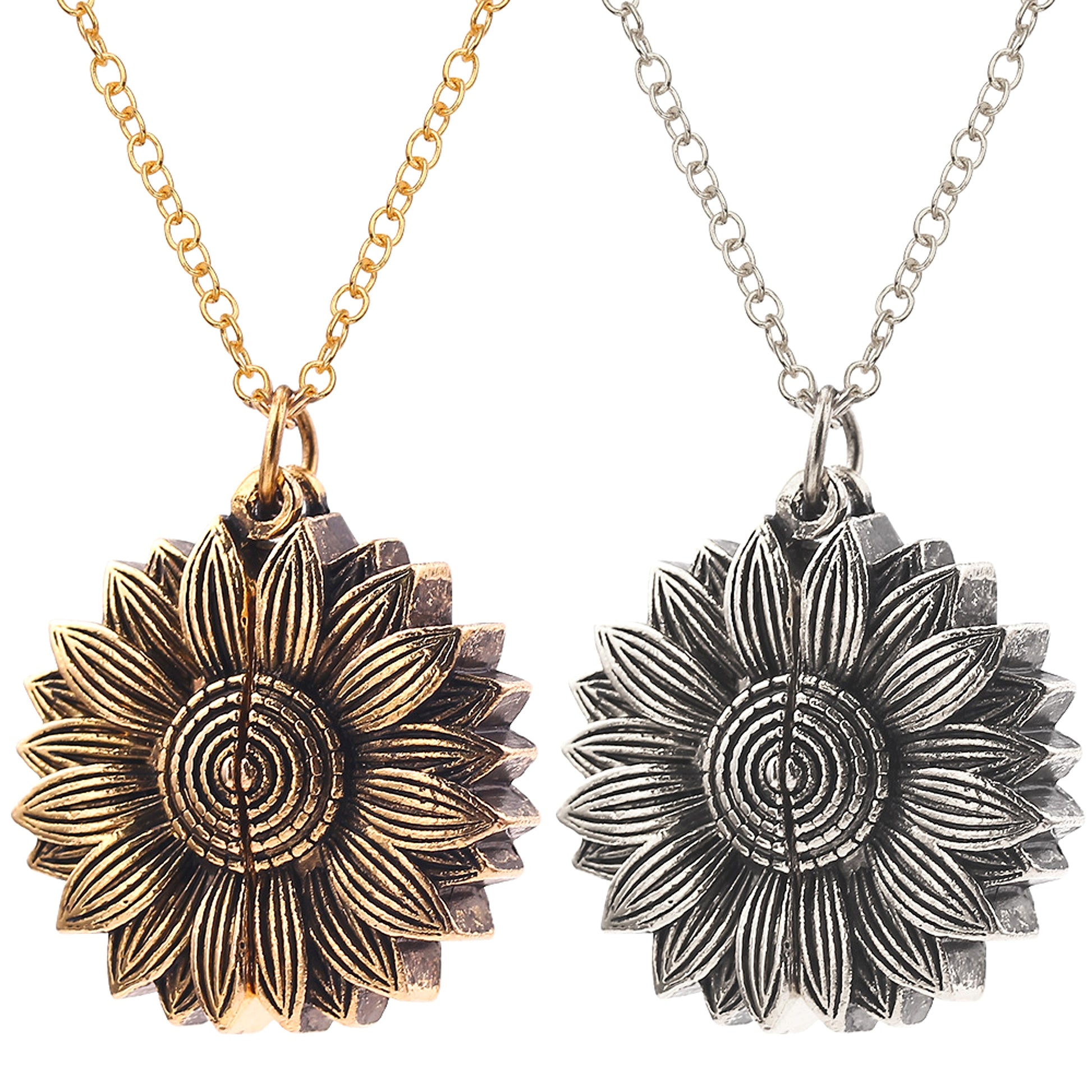 Retro Necklace Cross-border Sunflower Can Double-layer Lettering - enhanced image 2