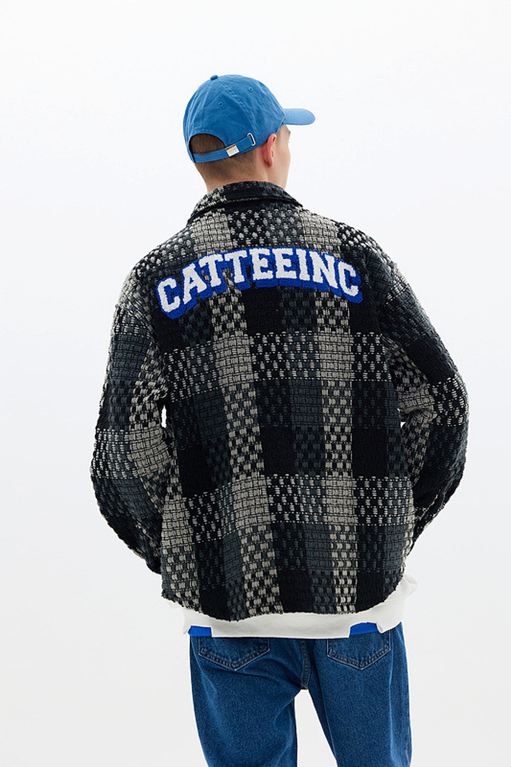 Retro Plaid Stitching Lapel Jacket For Men - enhanced image 2