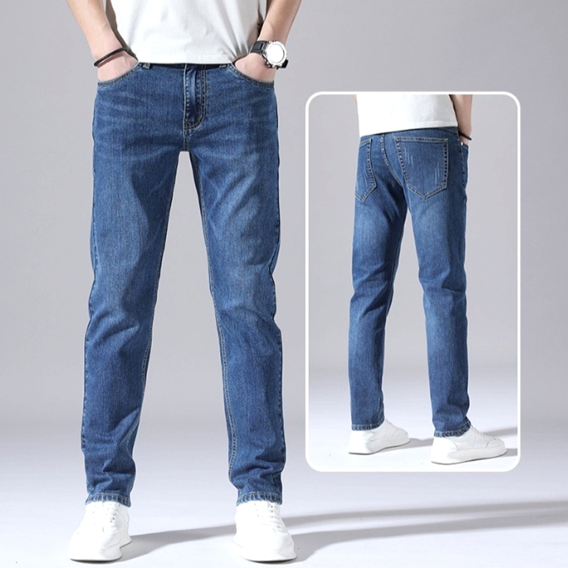 Retro Thin Jeans Straight Loose Casual Trousers Men - enhanced image 2