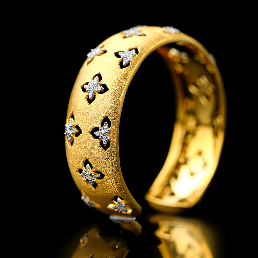 S925 Silver Plated Gold Plated Brushed Openwork Bracelet With Zirconia Stones For Women - enhanced image 2