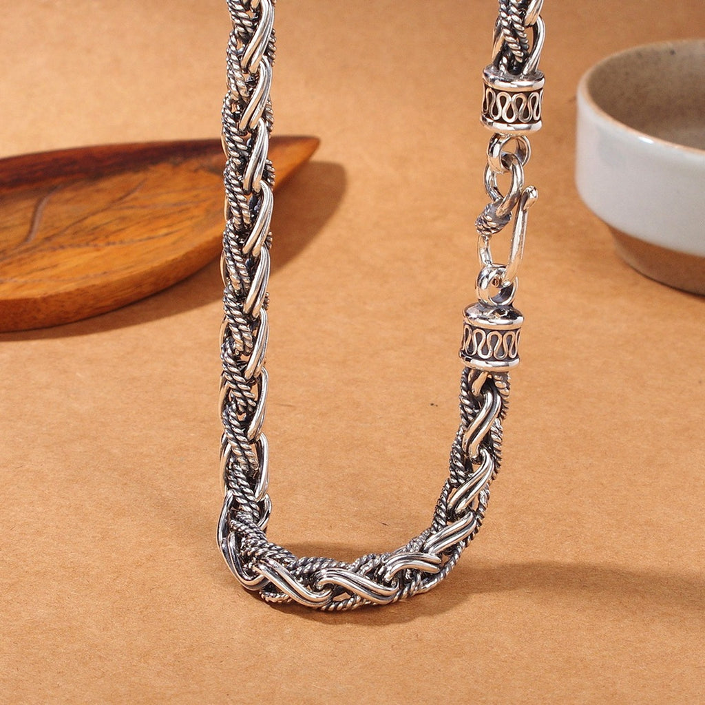 S925 Sterling Silver Handmade Hemp Rope Necklace For Men - enhanced image 2