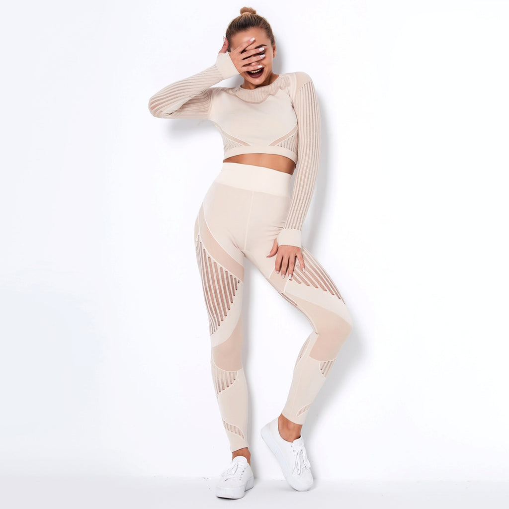 Seamless Knitted Absorbent Yoga Long-Sleeved Suit Yoga Wearsuit - enhanced image 2