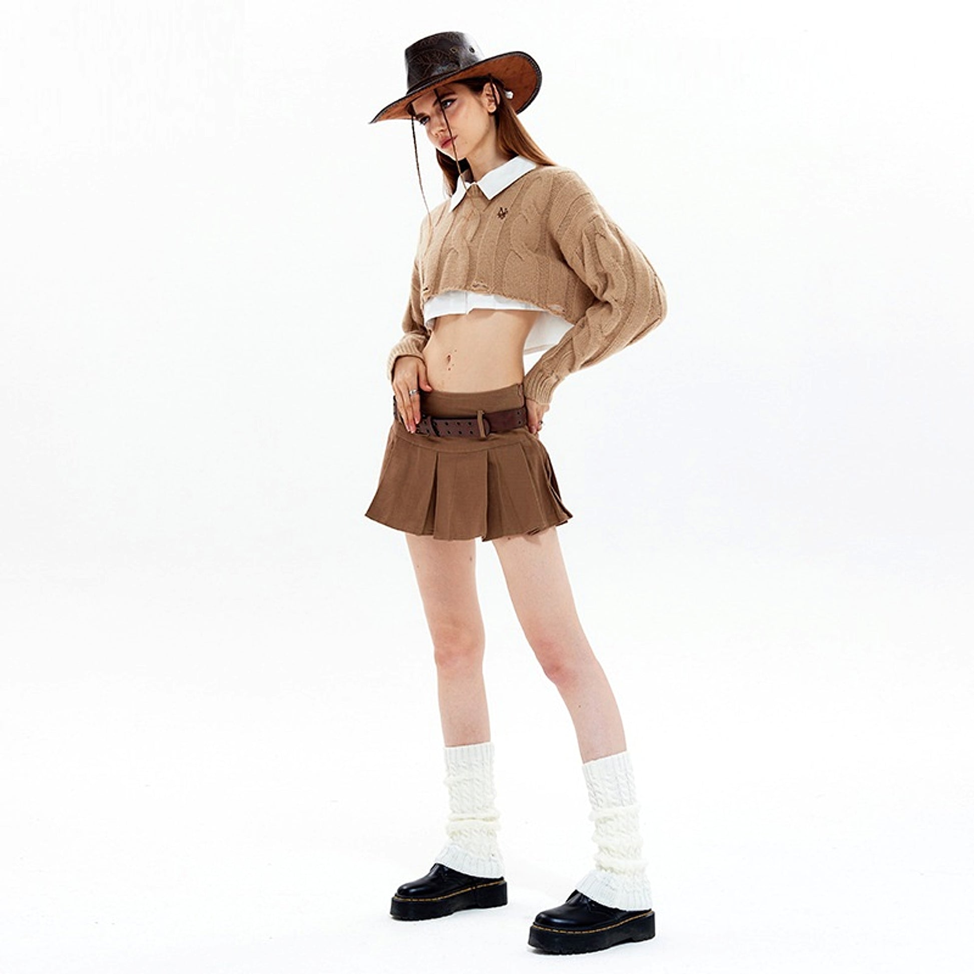 Short Long Sleeve Lazy Wind Pullover Knit Sweater Spice Girl Crew Neck Top Women - enhanced image 2