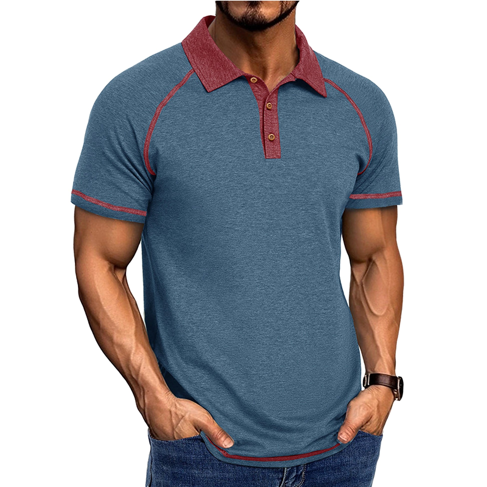 Short-sleeved Lapel T-shirt POLO Bottoming Shirt Men Clothing - enhanced image 2