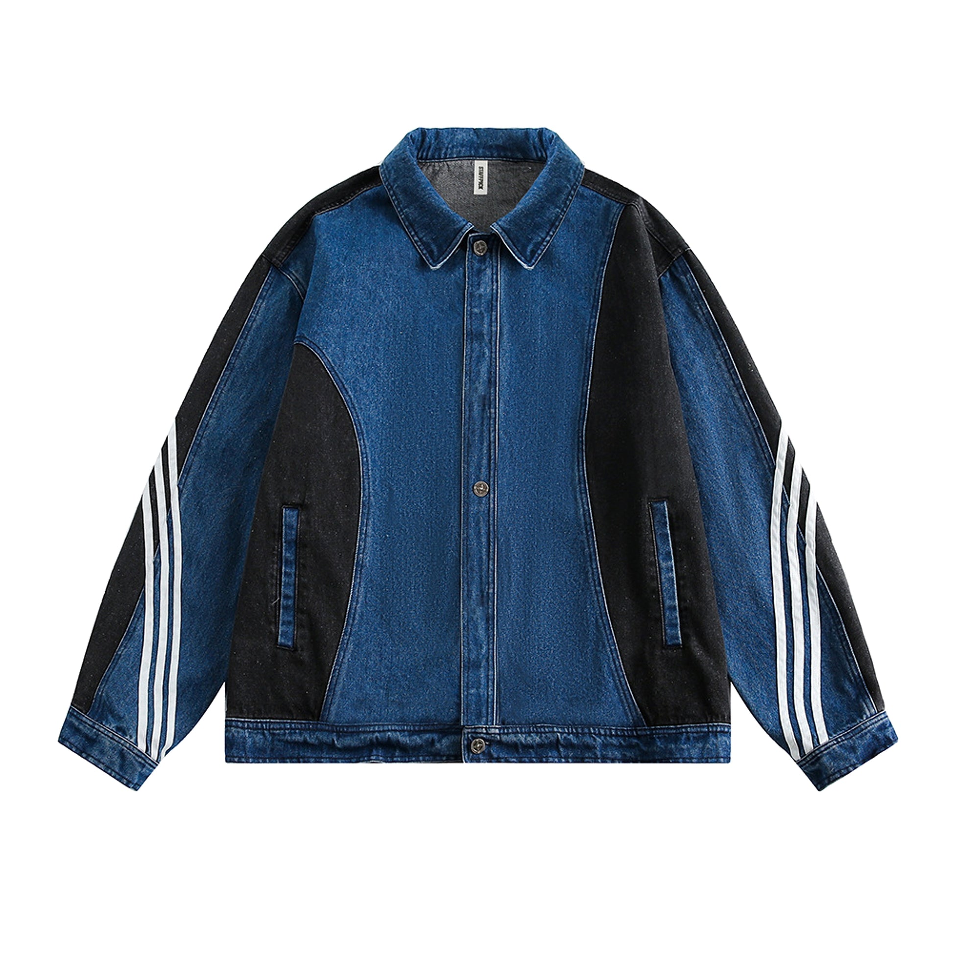 Side Stripe Stitching Loose Denim Jacket Men And Women European And American - enhanced image 2