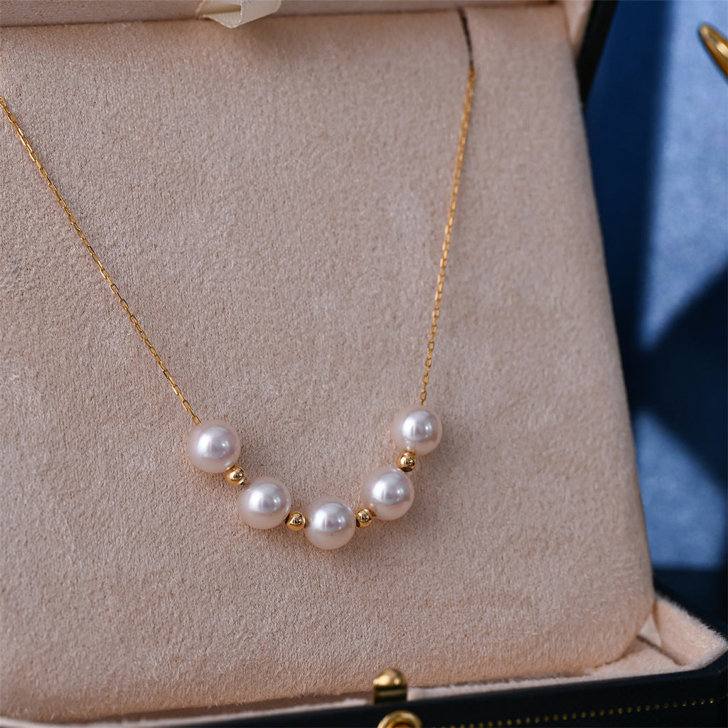 Radiant Pearl 18K Gold Adjustable Necklace - enhanced image 2