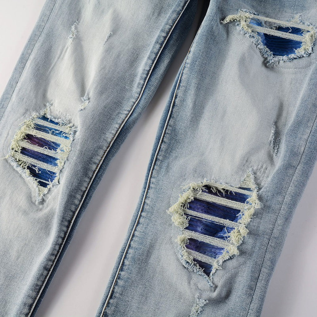 Slim Elastic Hole Skinny Pencil Trousers Jeans Men - enhanced image 2