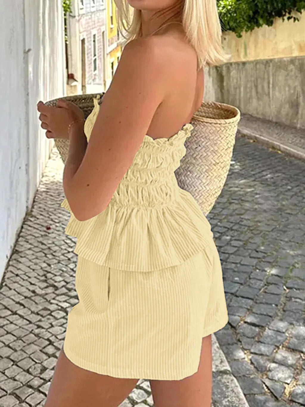 Smocked Tube Top and Shorts Set - enhanced image 2