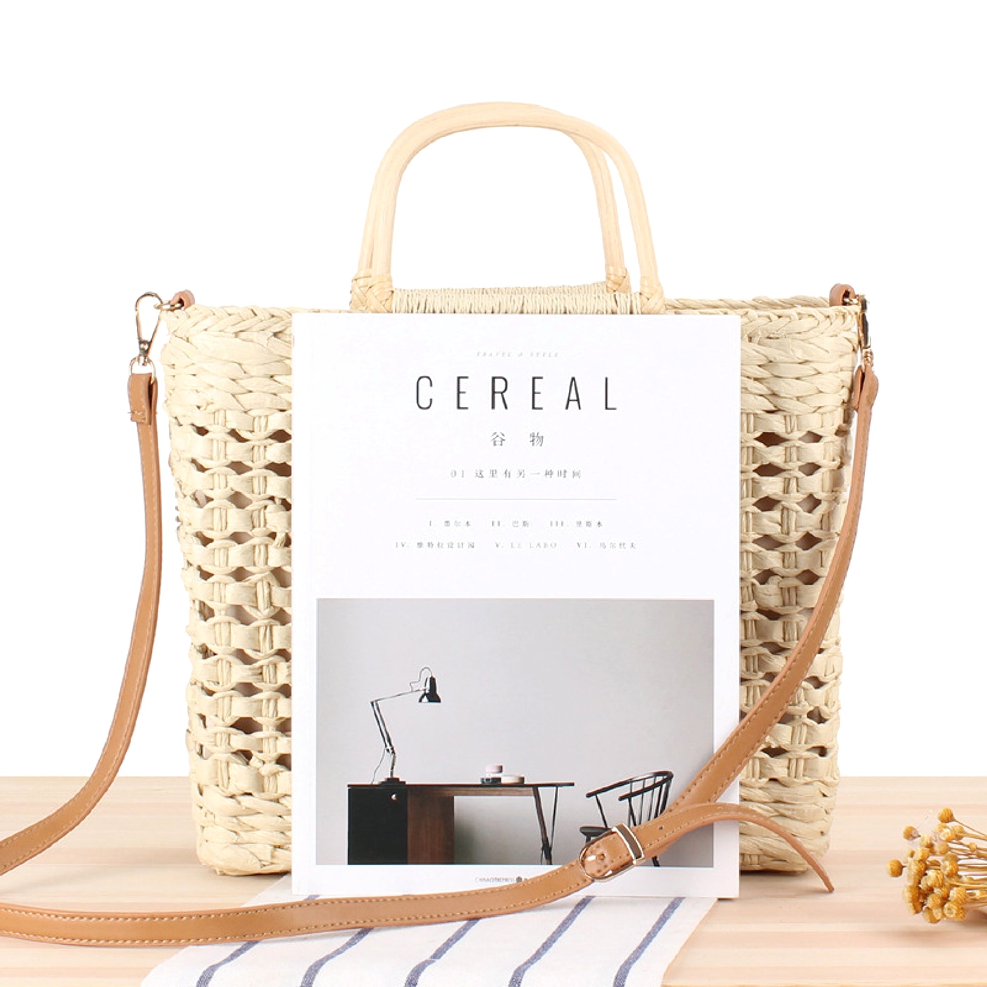 SolunaWeave™ – Hollow Breeze Straw Tote - enhanced image 2