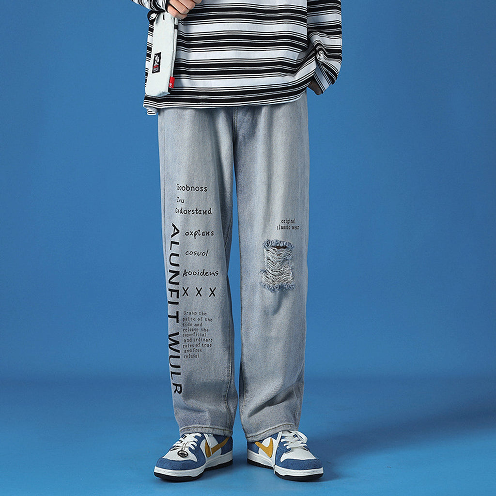 Spring Casual Jeans Men Washed Loose - enhanced image 2