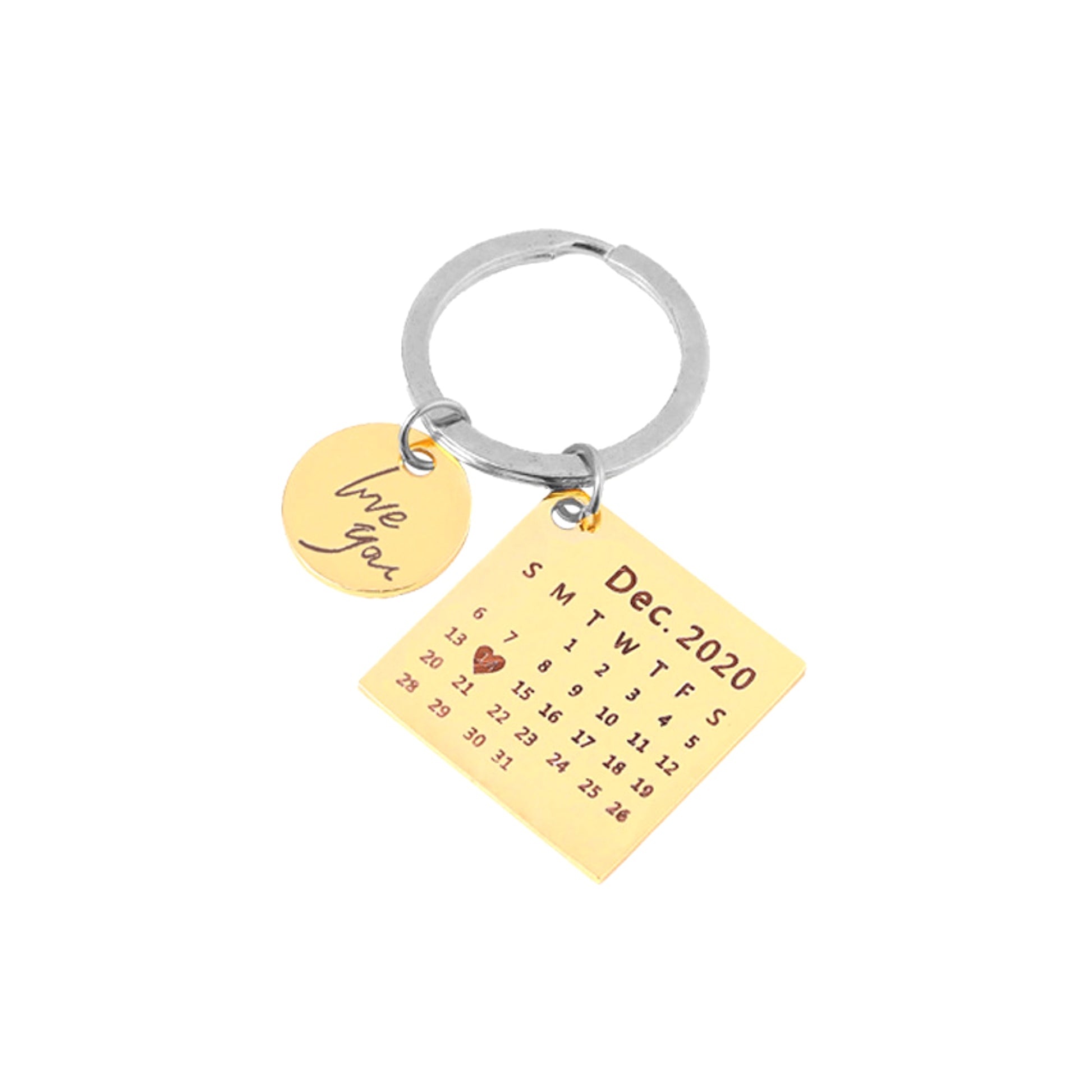 Personalized Stainless Steel Calendar Keychain – Custom Engraved Date Gift - enhanced image 2