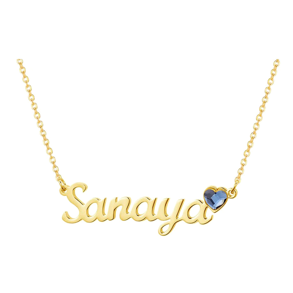 Stainless Steel English Letter Heart-shaped Birthday Stone Necklace - enhanced image 2
