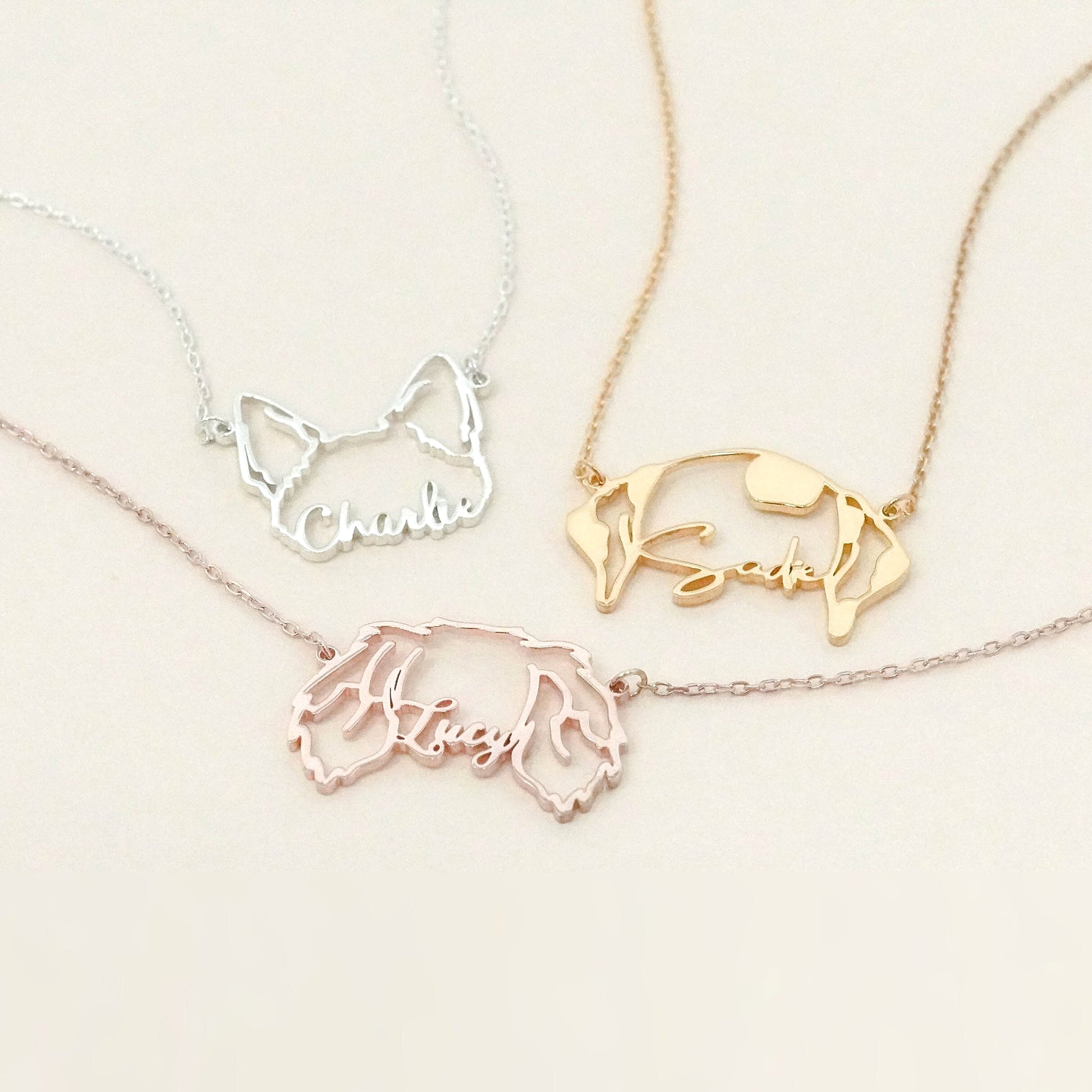 Stainless Steel English Letter Name Necklace DIY Hollowed Out Cat And Dog - enhanced image 2
