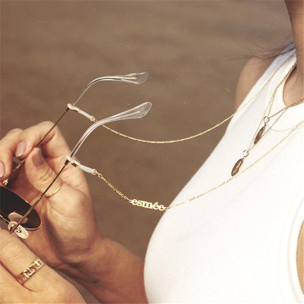 Personalized Stainless Steel Name Glasses Chain – Stylish & Functional Eyewear Accessory - enhanced image 2