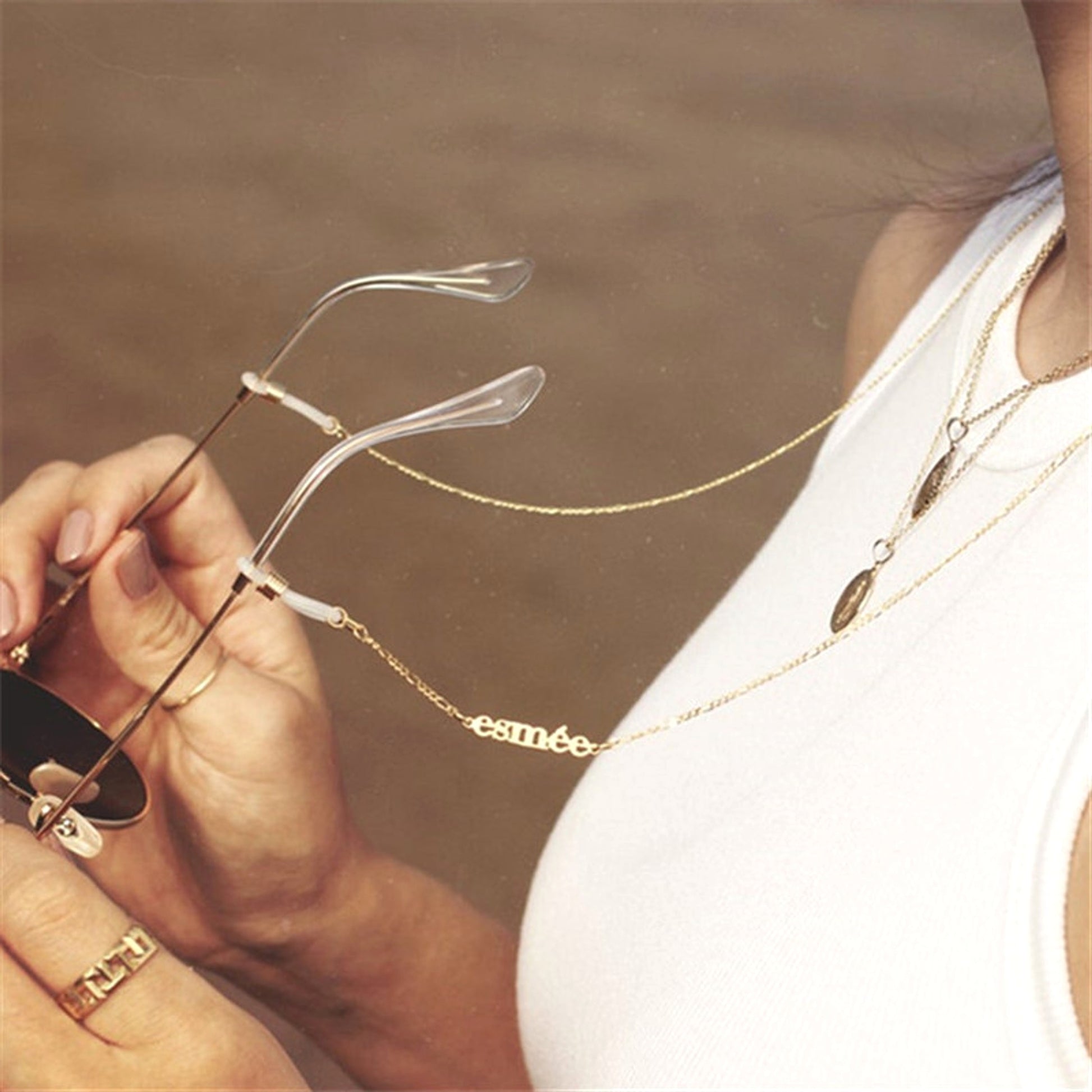 Personalized Stainless Steel Name Glasses Chain – Stylish & Functional Eyewear Accessory - enhanced image 2