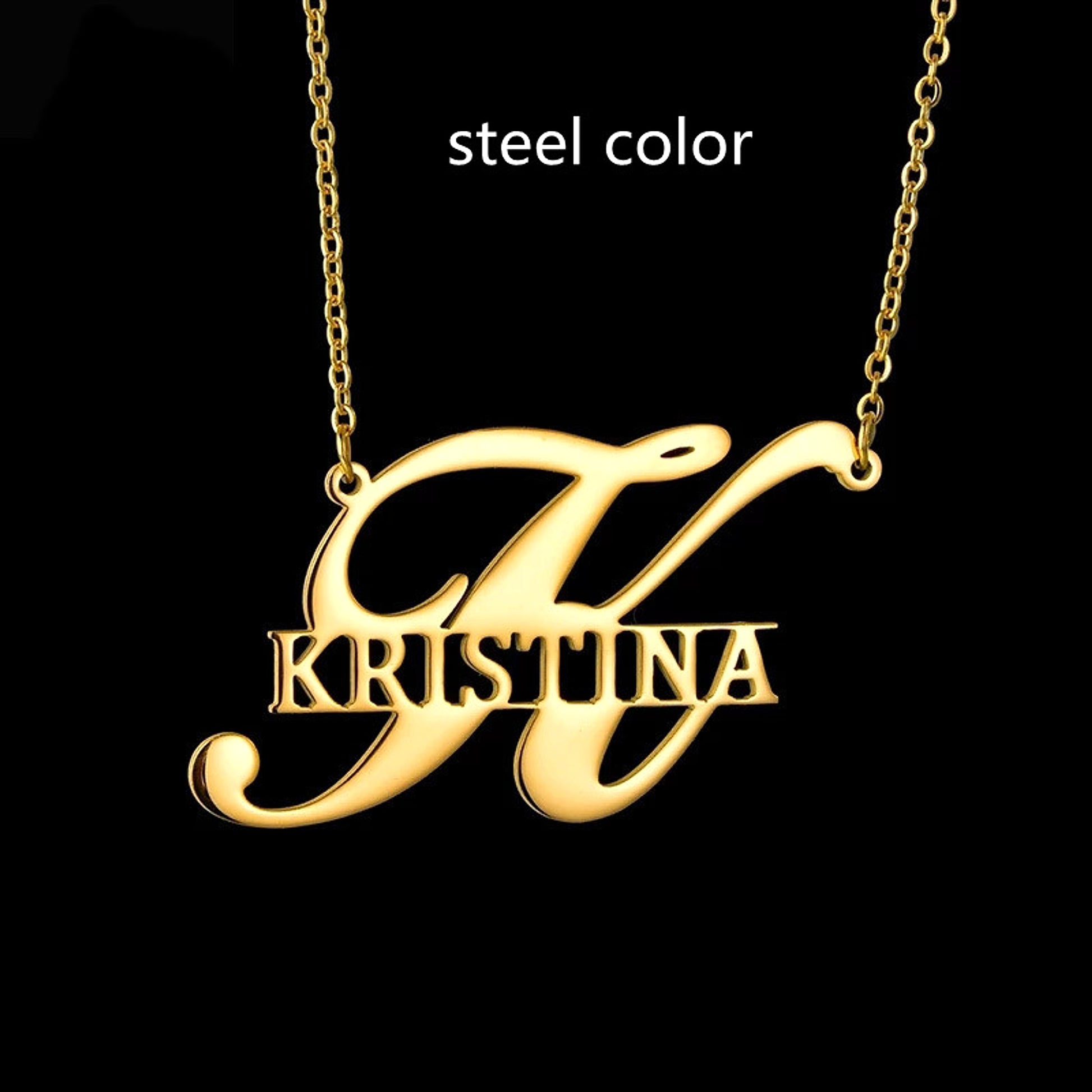 Stainless Steel Initial Capital Men's And Women's Necklace Pendant - enhanced image 2
