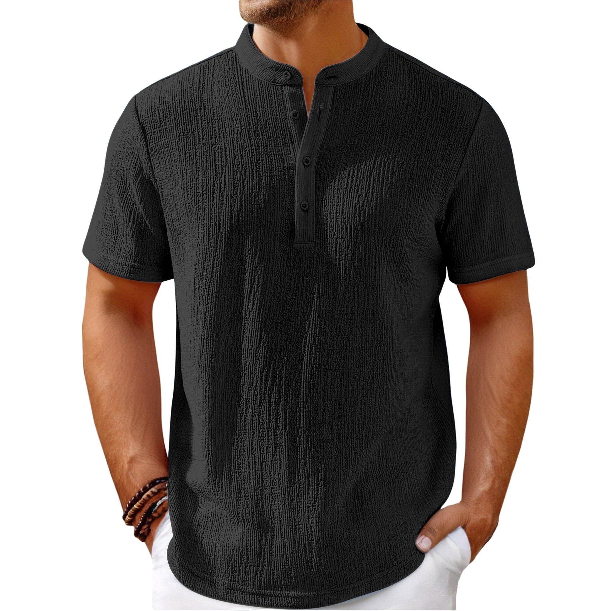 Striped Cotton-Linen Henley – Haute Edition 25 - enhanced image 2