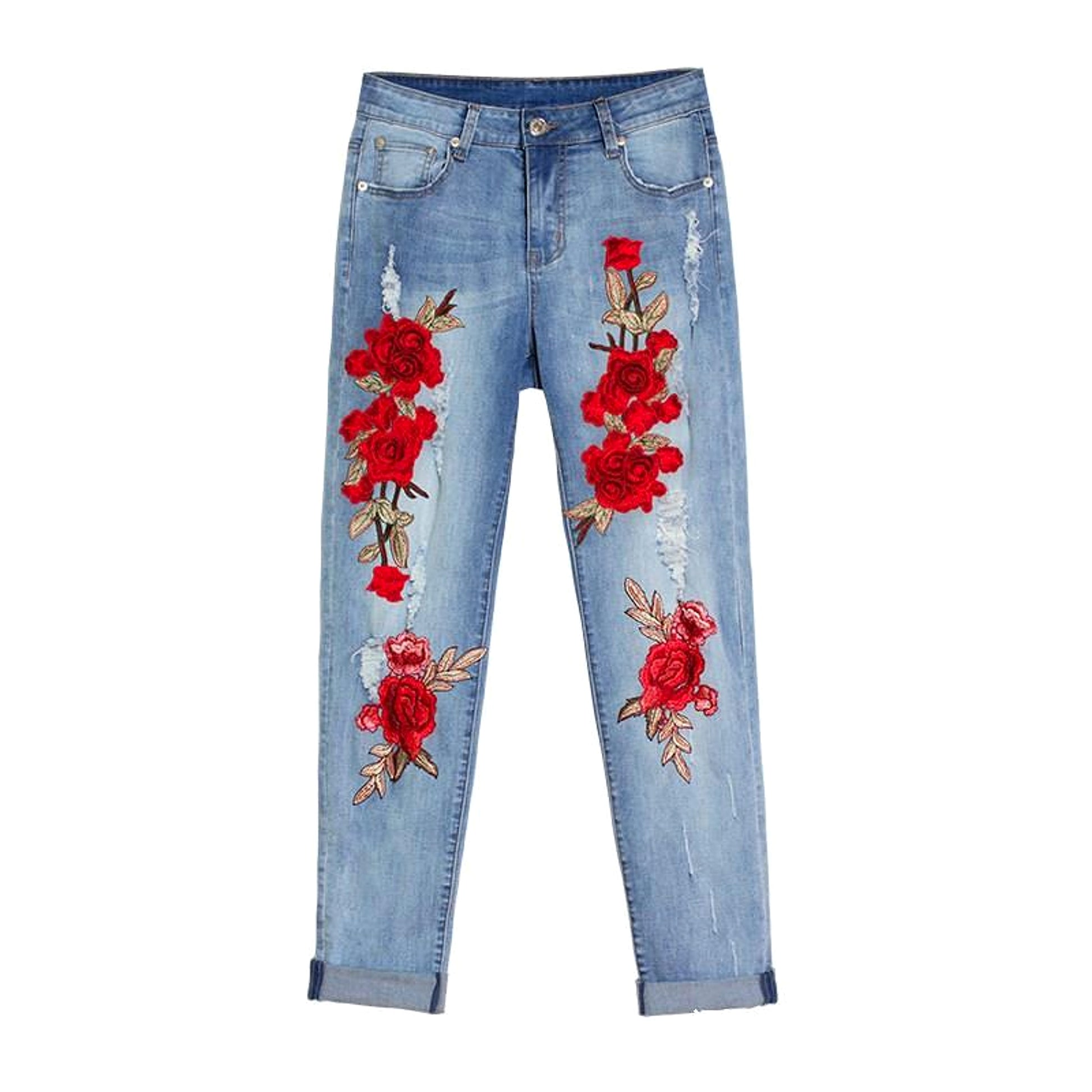 Summer Long Jeans Loose Women Hole Pants Plus Size - enhanced image 2