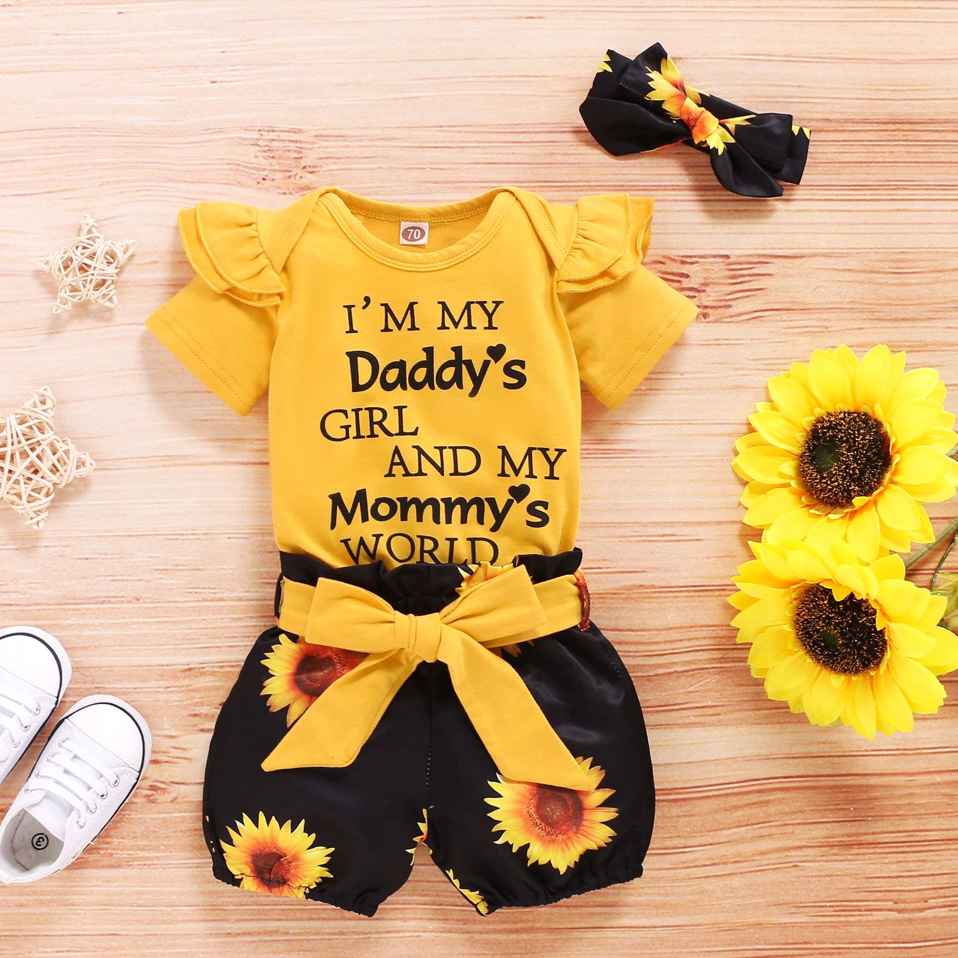 SunnyBloom™ – 3-Piece Baby Girl Sunflower Outfit - enhanced image 2