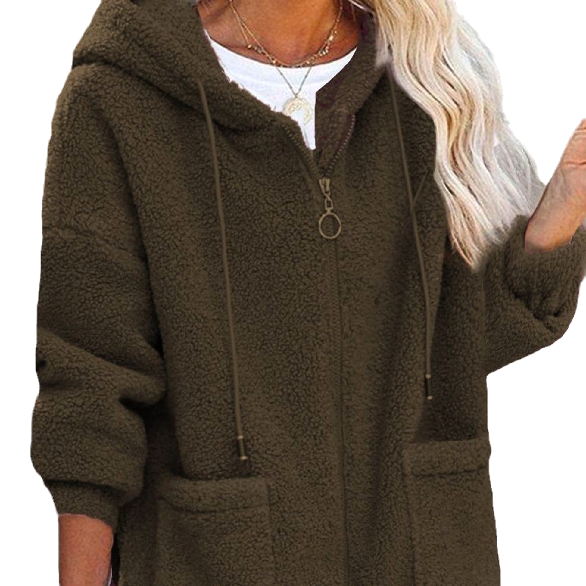 Sweater Buttonless Women Zipper Hoodie - enhanced image 2