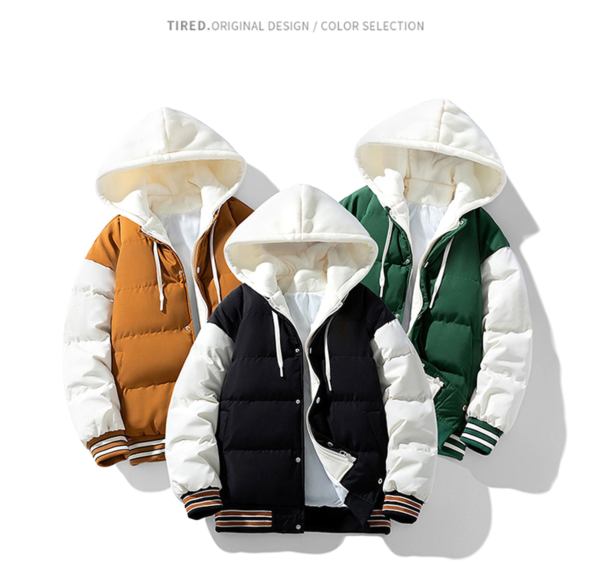 Thickened Down Cotton Jacket With Hood And Two Fake Pieces Men - enhanced image 2