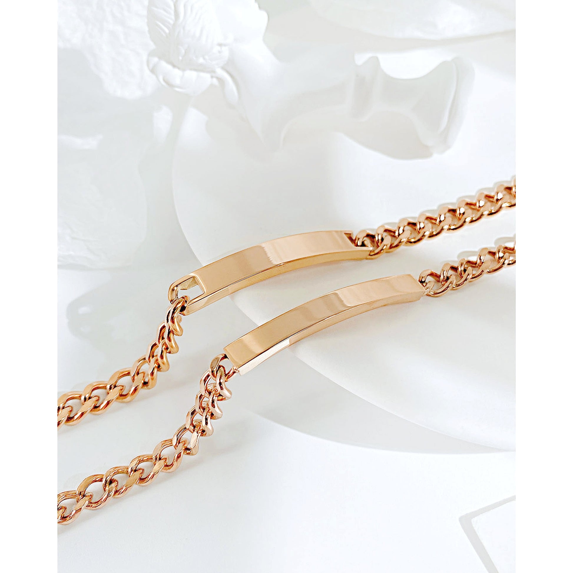 Titanium Steel Curved Plate Rose Gold Plated Men's And Women's Bracelet Bracelet - enhanced image 2