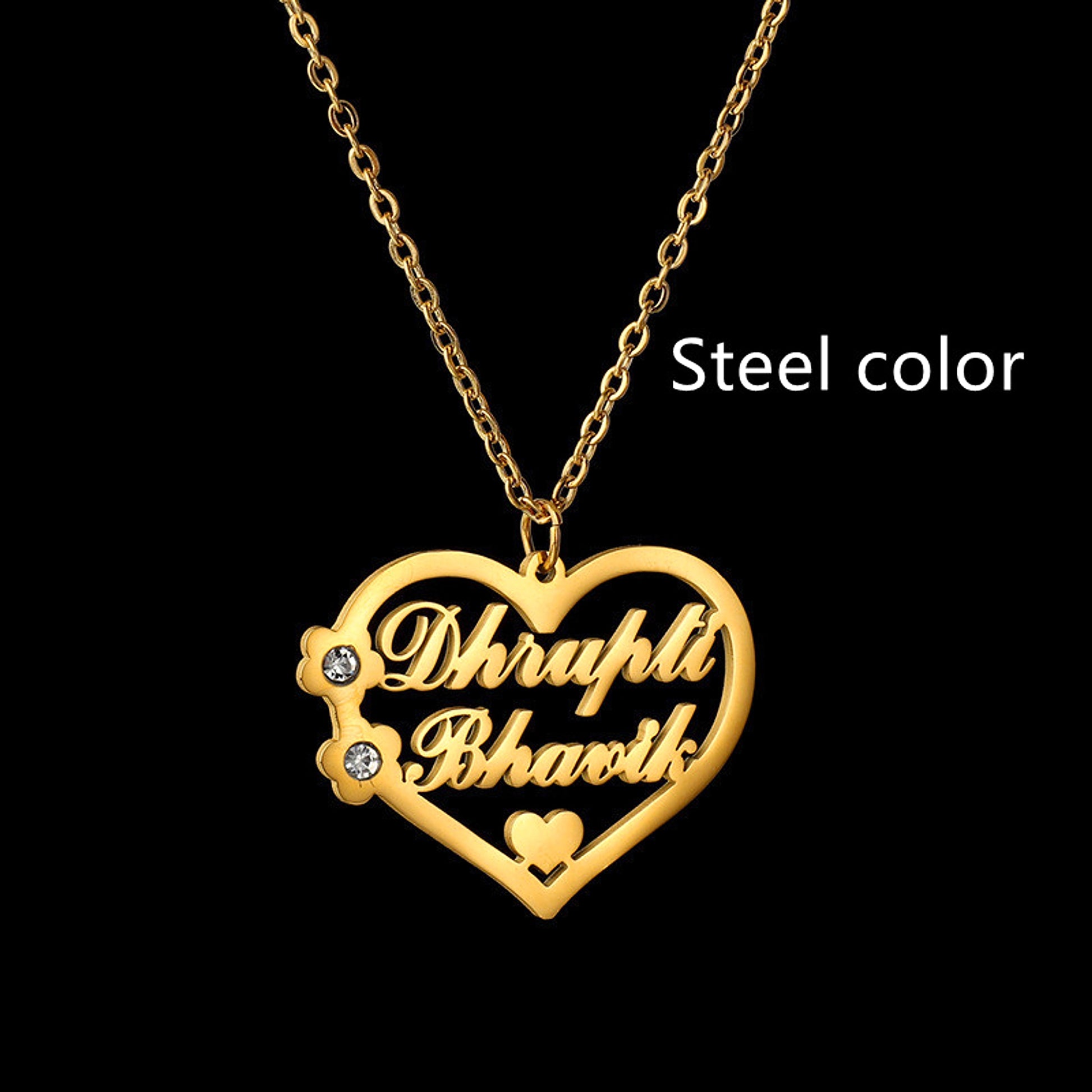 Titanium Steel Cut Heart-shaped Name Necklace Hollow Peach Heart With Diamonds - enhanced image 2