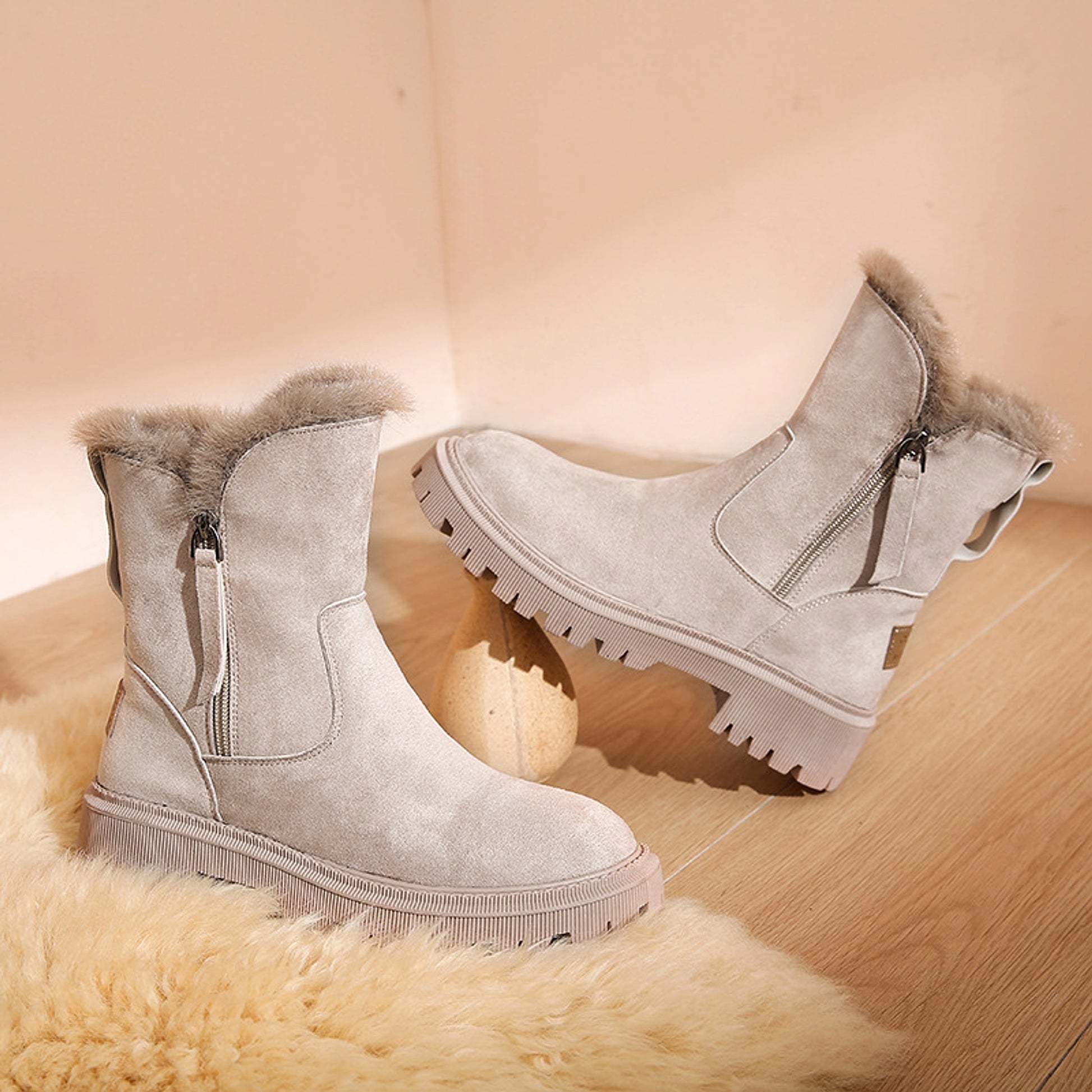 Trade Cotton-padded Shoes Fur Snow Boots Fleece-lined Casual Martin - enhanced image 2