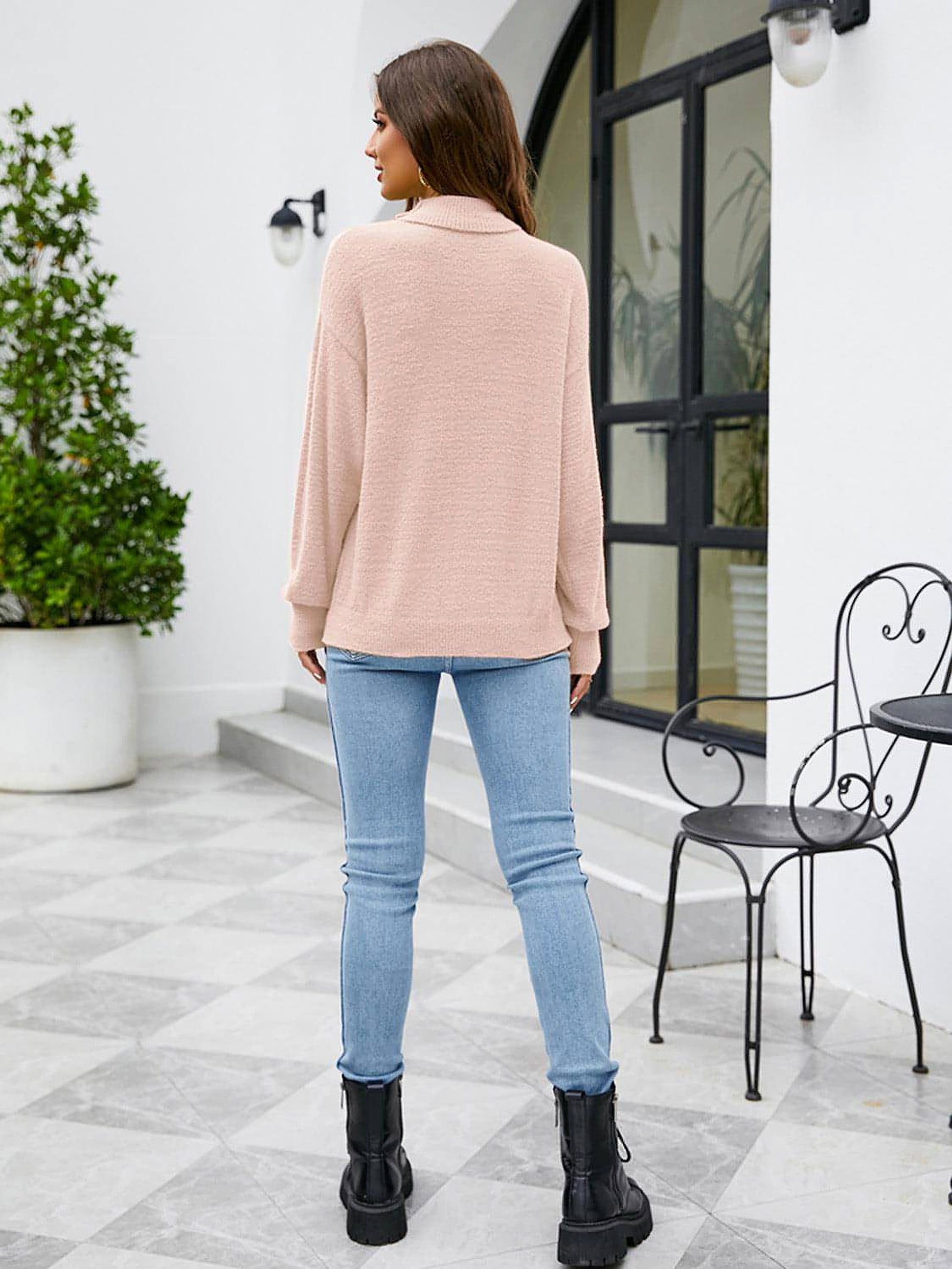 Turtleneck Dropped Shoulder Sweater - enhanced image 2