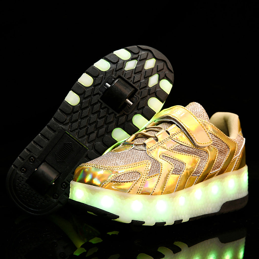 Two-Wheeled Heelys, Roller Shoes, USB Cable Charging Children's Luminous Shoes - enhanced image 2