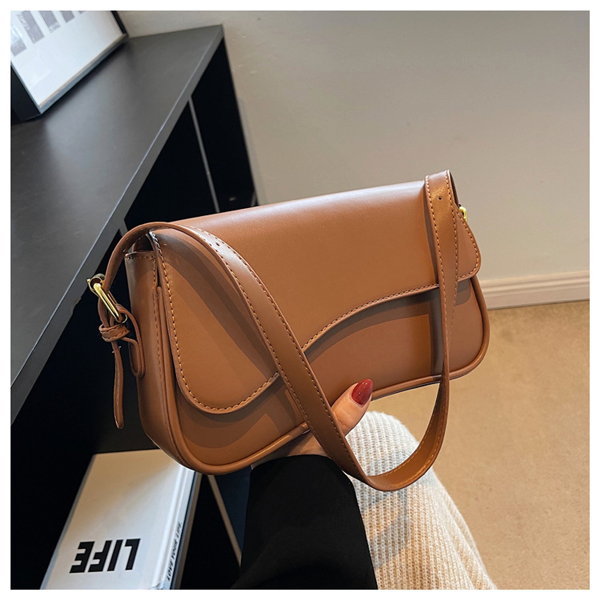 VelouraCraft™ – Magnetic Buckle Shoulder Bag - enhanced image 2