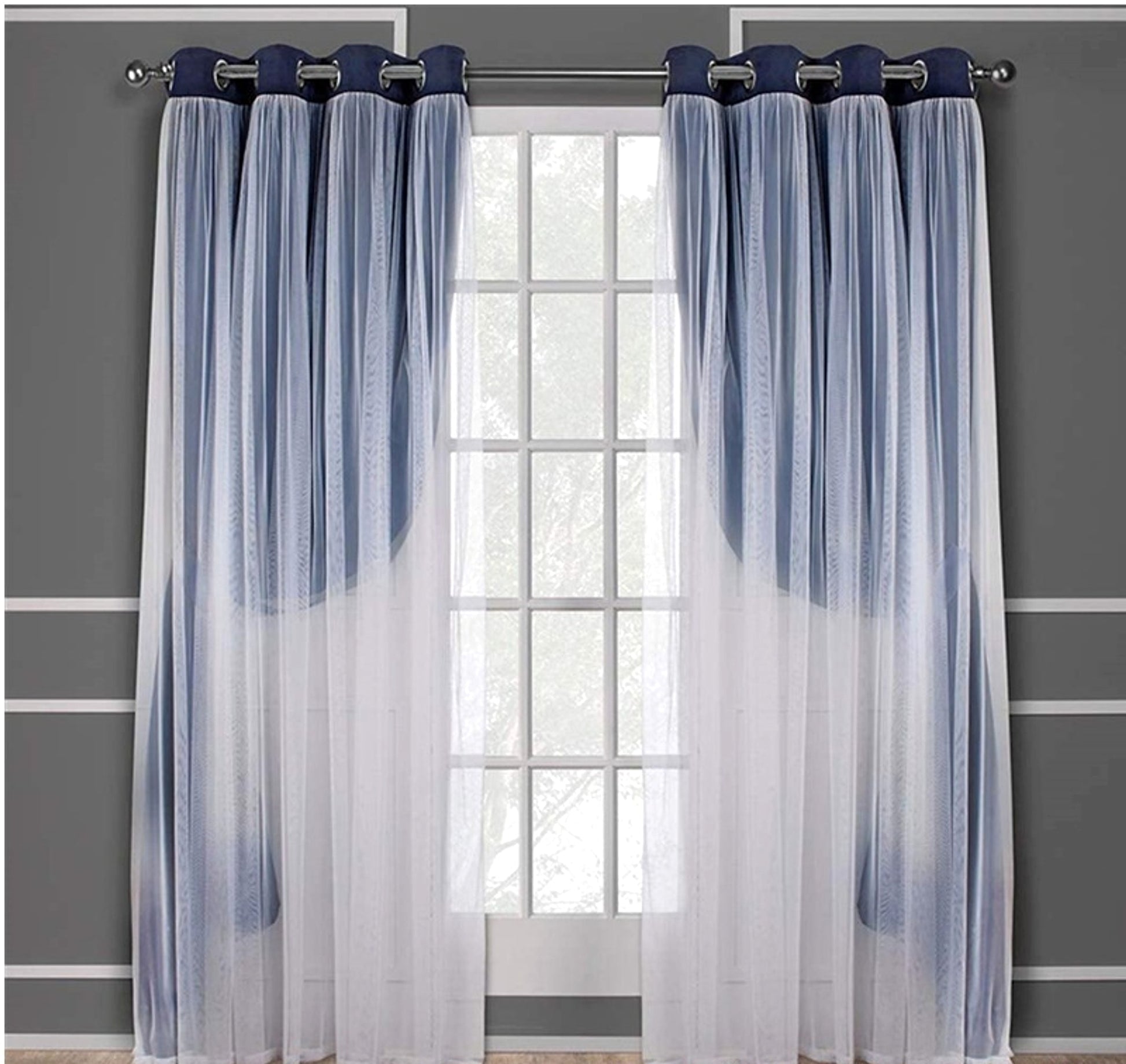 Velura™ – Double Layer Lace-Trim Blackout Curtain - enhanced image 2