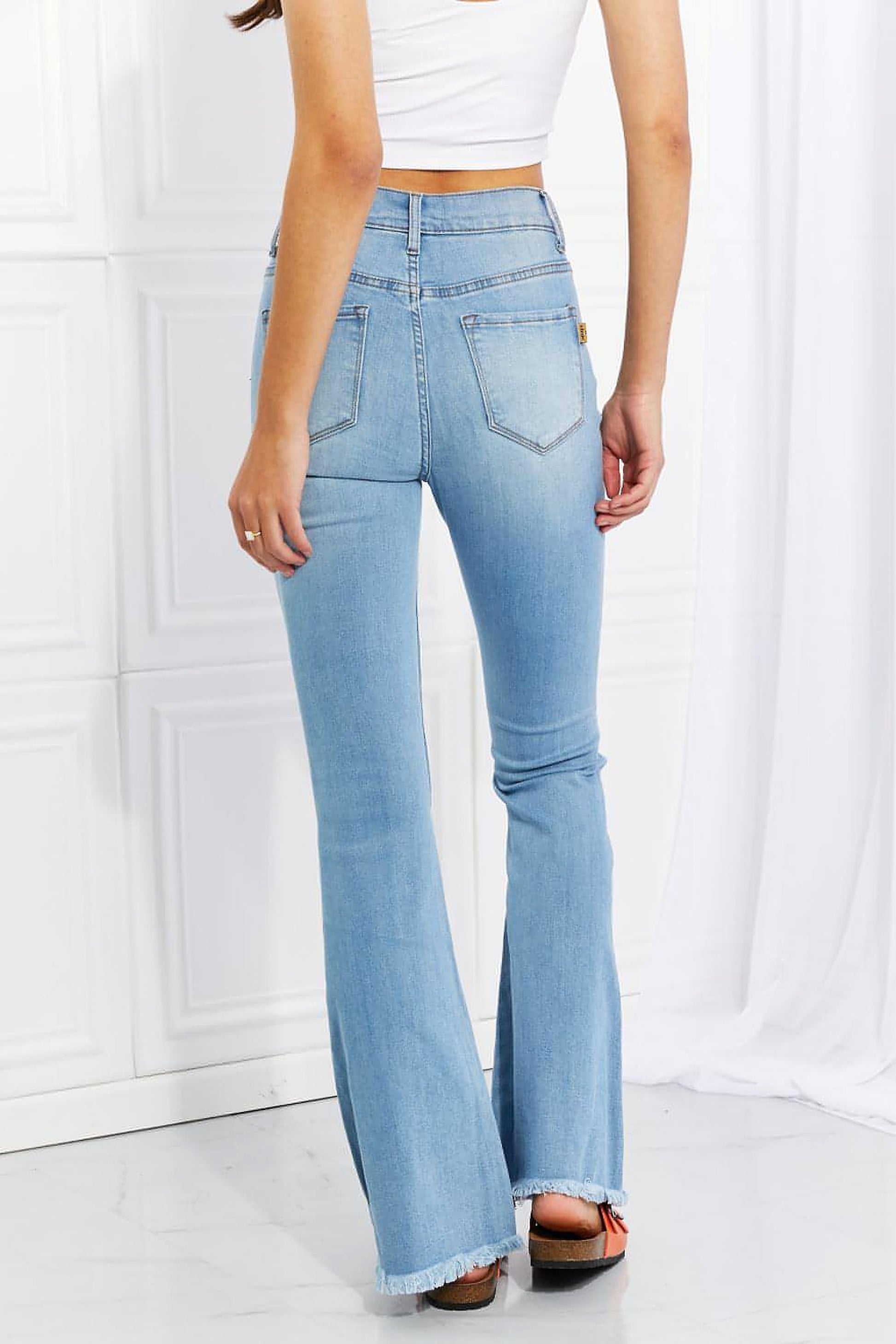 Vibrant MIU Full Size Jess Button Flare Jeans - enhanced image 2