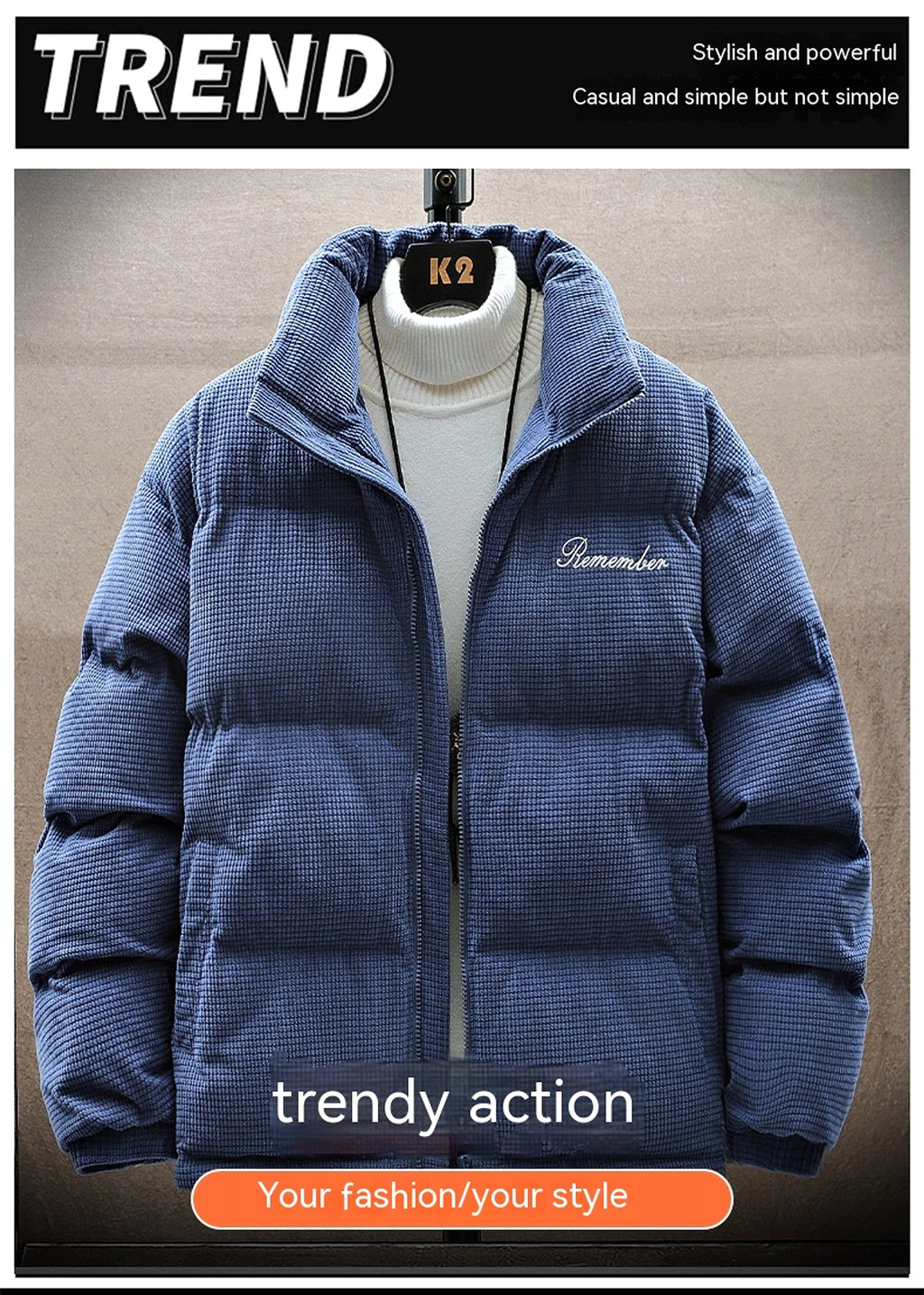 Waffle Coat Winter Warm And Trendy Cotton Coat - enhanced image 2